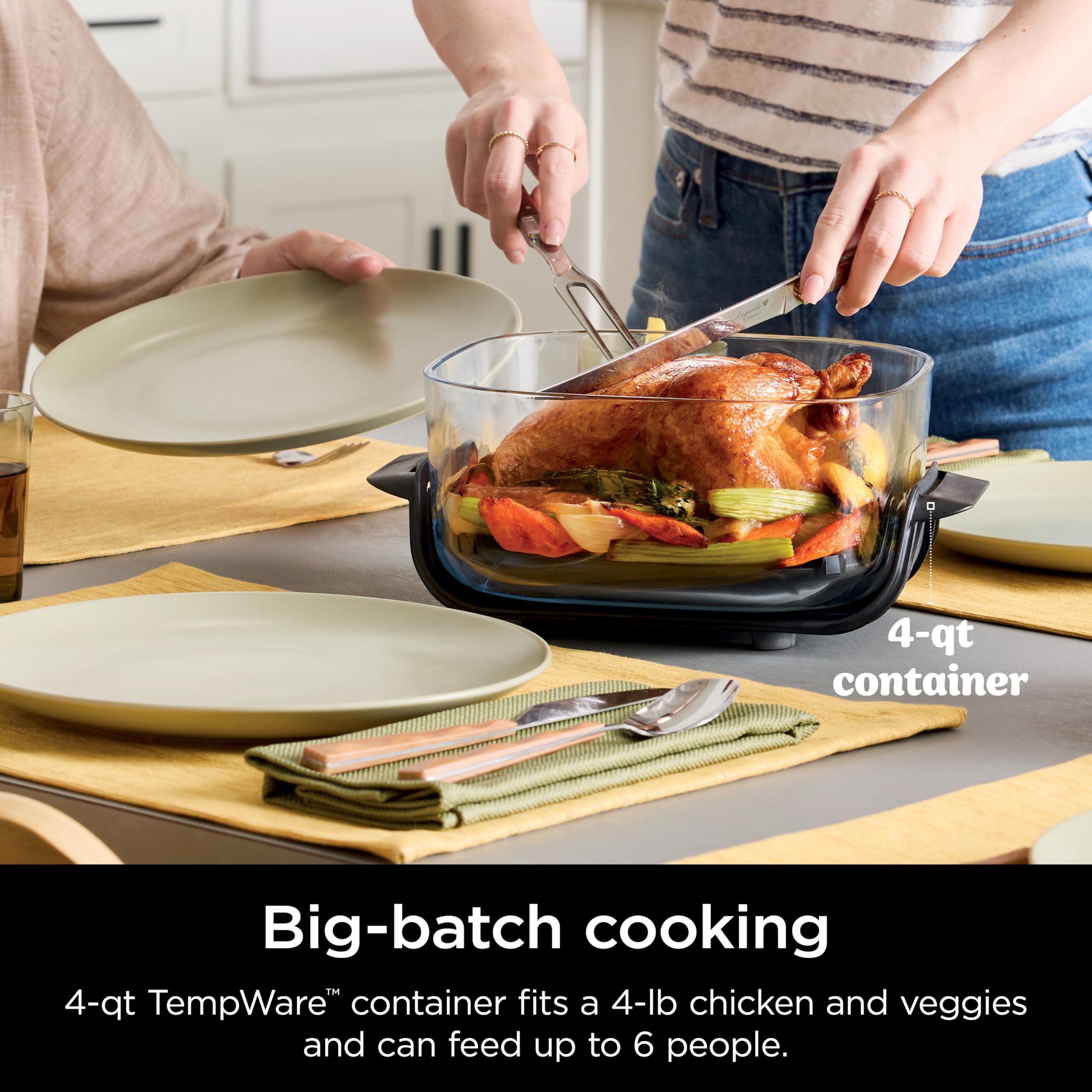 Ninja Crispi 4-in-1 Portable Glass Air Fryer Cooking System - 4QT & 6 Cup Glass Containers with Storage Lids - Easy Meals, Microwave, Freezer & Dishwasher Safe - Air Fry, Bake, Roast & Reheat - Perfect for Small Kitchens, Dorms, RVs & Quick Healthy Meals