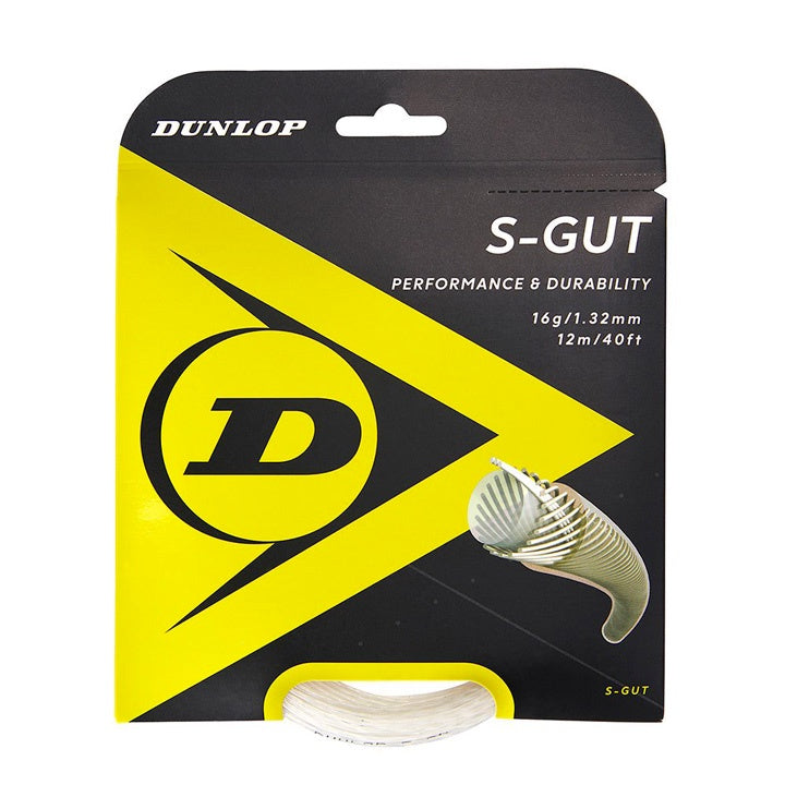 Dunlop S Gut Tennis String - Premium Synthetic Gut for Enhanced Playability & Durability | Perfect for Recreational & Competitive Players on Hard Courts & Clay