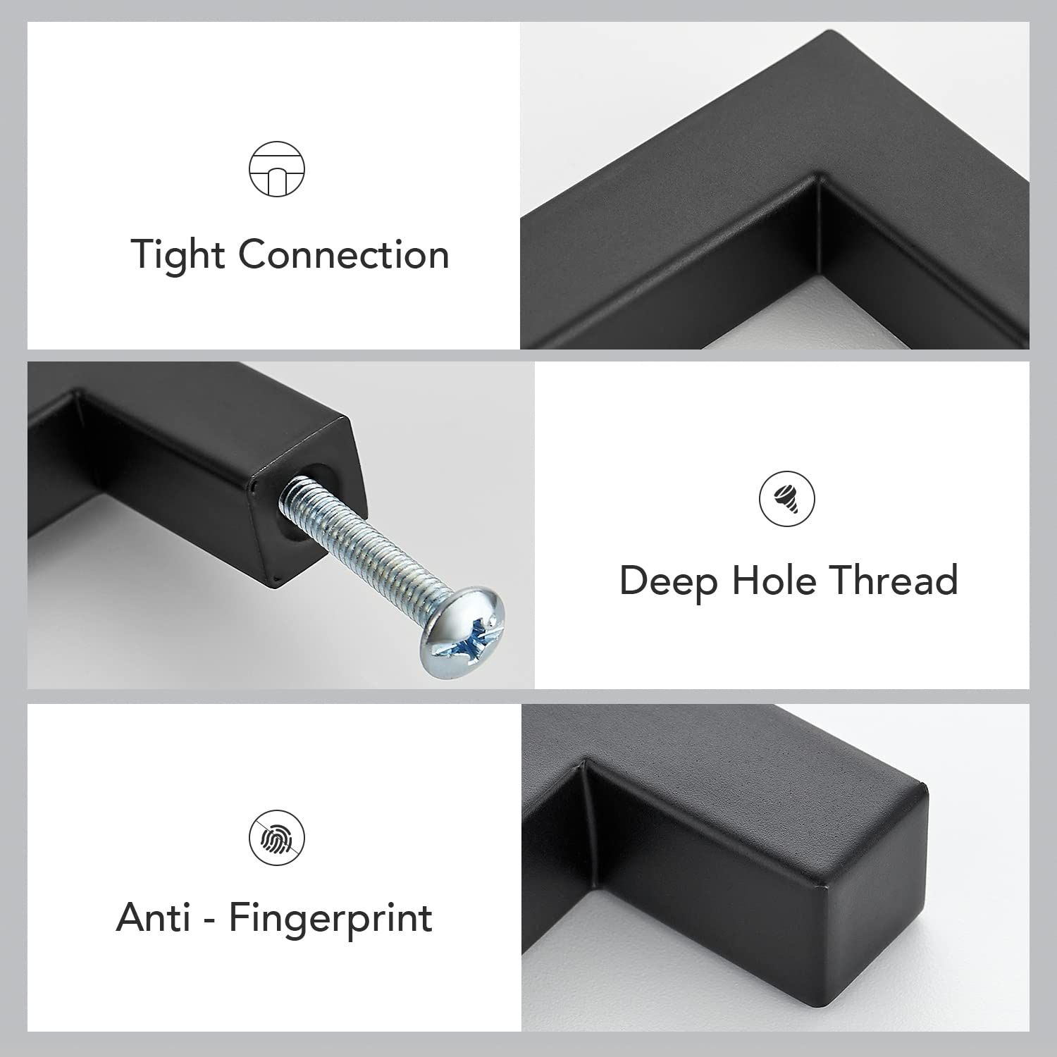 Home Expert 20 Pack 6-1/4 Inch Black Cabinet Pulls - Stainless Steel Square Drawer Handles for Kitchen Cabinets, Drawers & Doors - Modern Matte Black Hardware for Home Renovation & DIY Projects