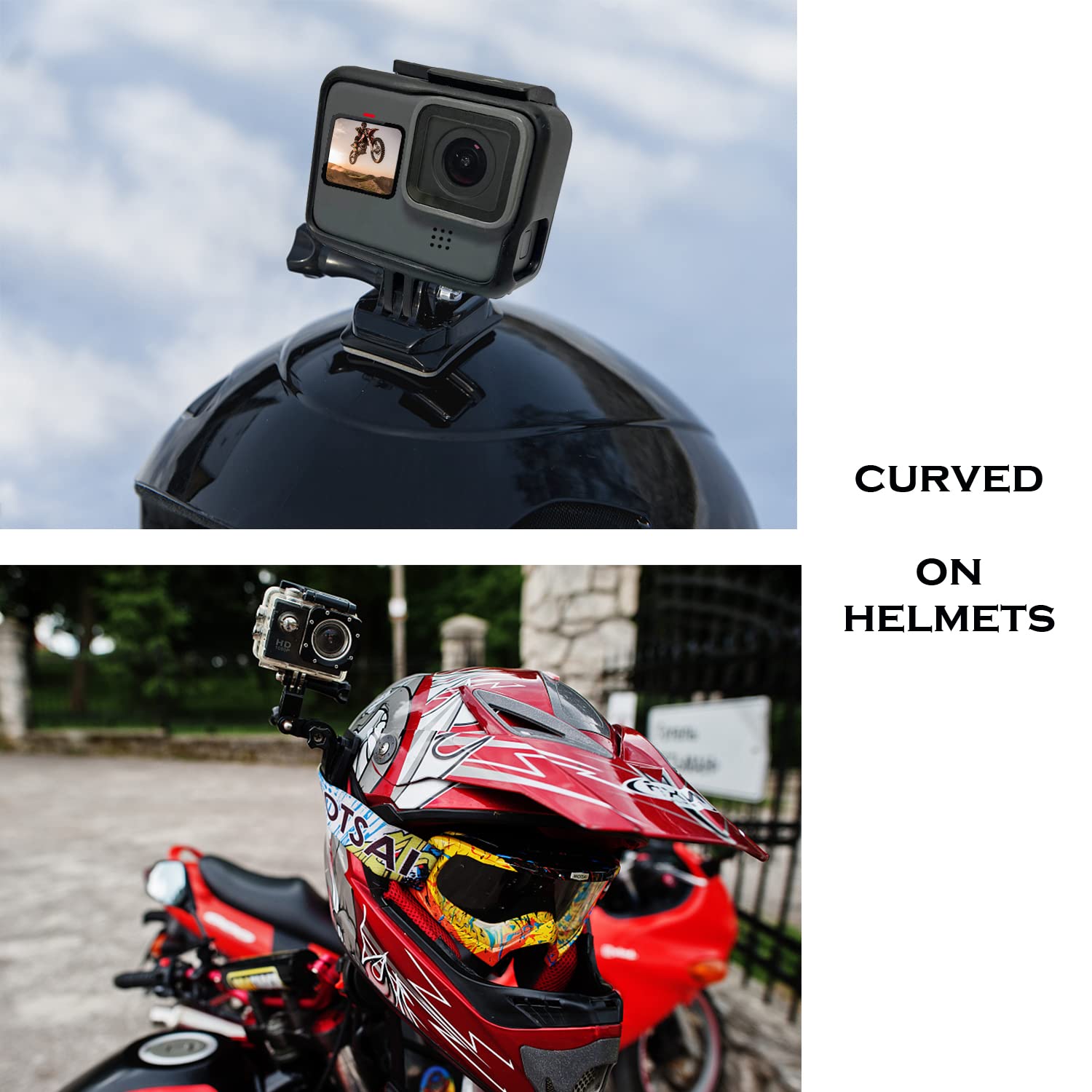 Suptig Helmet Adhesive Mount for GoPro Hero 13 12 11 10 9 8 7 6 5 4 3 2 Session Max Akaso DJI Osmo Action Cameras - Secure Sticky Camera Mount for Cycling Skiing Motorcycling Surfing Adventures