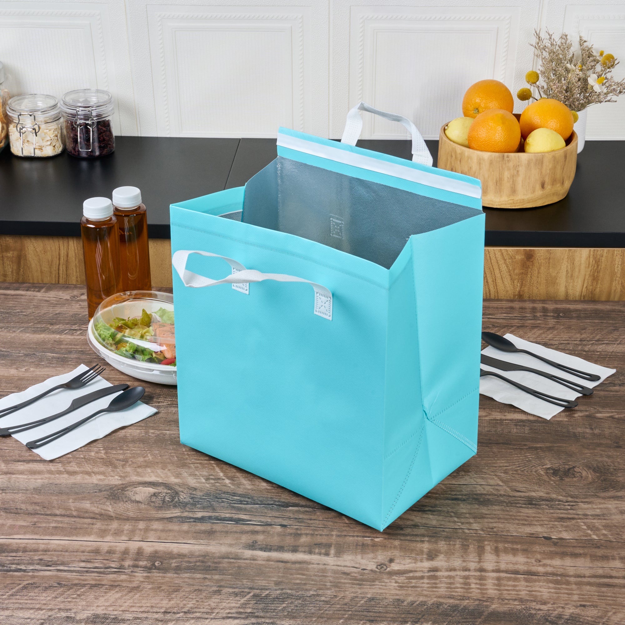 Premium Insulated Take Out Bags - Tamper Evident Food Delivery Bags (11 3/4
