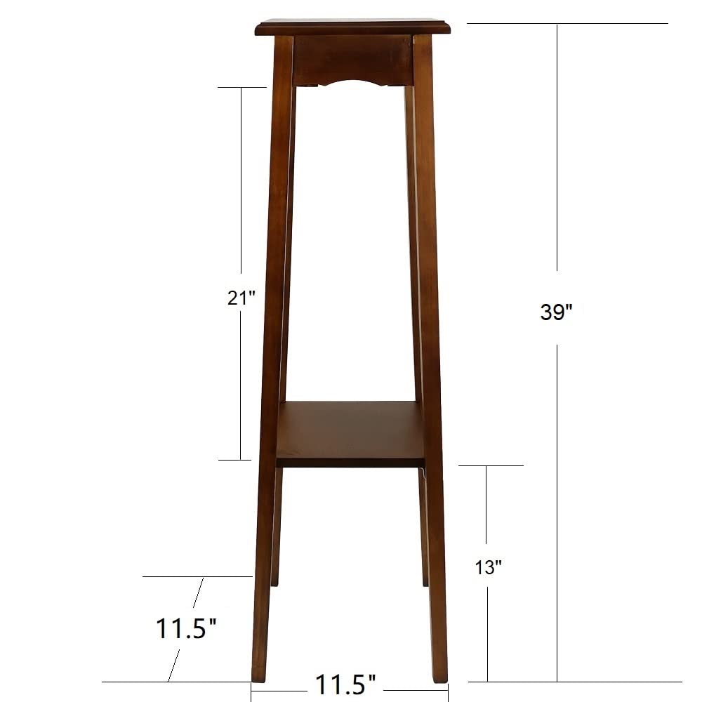 11.5'' Cedar Brown Birchwood Pedestal Plant Stand - Smooth Finish Wooden Display Stand for Indoor Plants, 39'' Tall - Easy Assembly Required | Perfect for Living Room, Patio, or Garden Decor