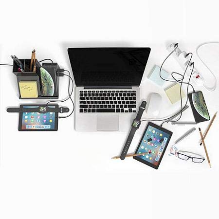 Atomi Qi Desktop Charging Organizer - Wireless Phone Charger Stand with Multi-Device Holder for iPhone, Samsung, AirPods - Perfect for Office Desk, Nightstand, and Home Organization