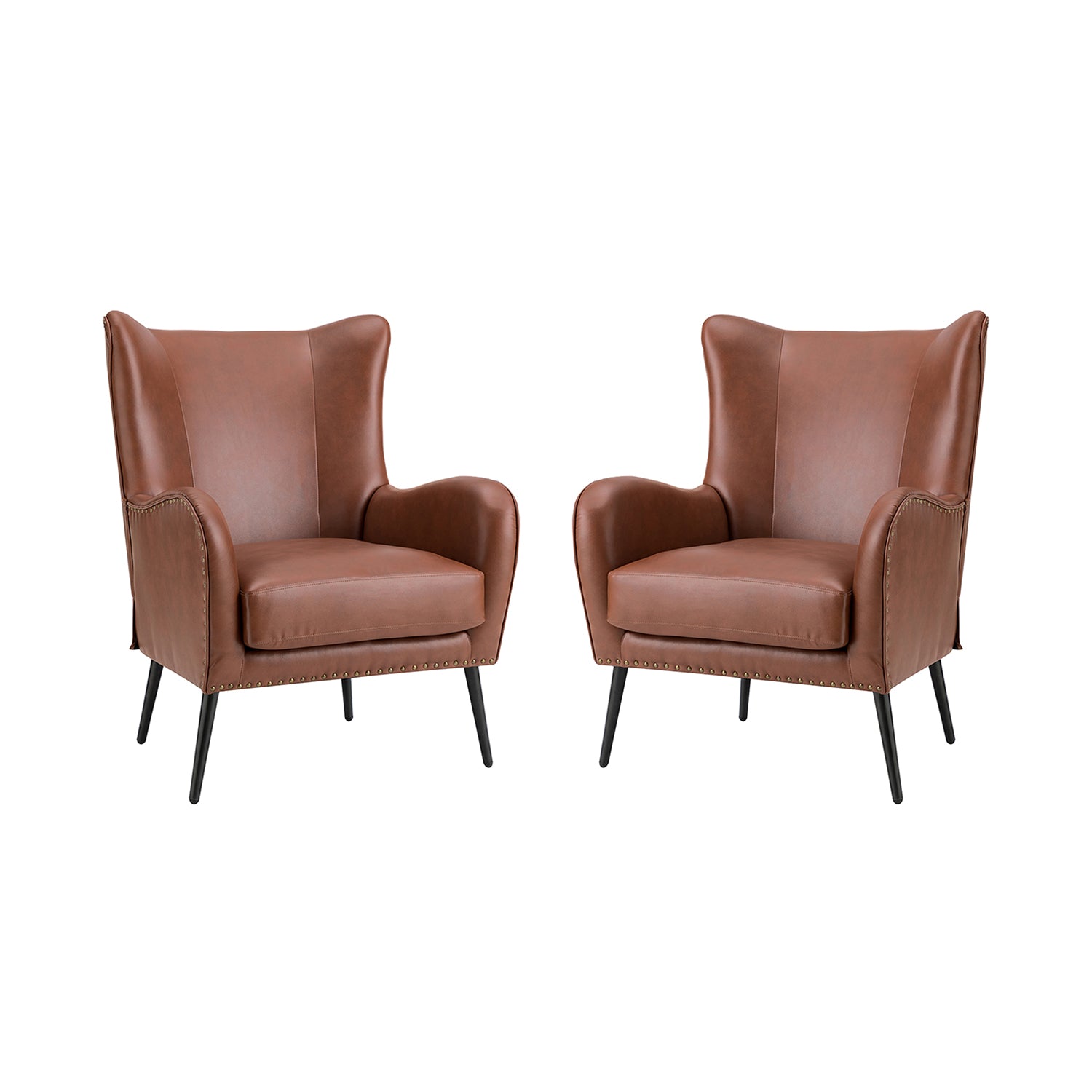 Stylish Shepherd Wingback Vegan Leather Armchair - Modern PU Leather Accent Chair for Living Room, Bedroom & Office - Comfortable Mid-Century Design with Optional Types