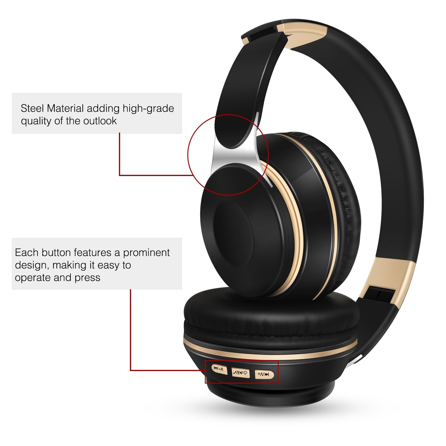 RAT TAIL Bluetooth Headset - Wireless Over-Ear Headphones with Microphone, Foldable Design, Soft Earmuffs, SD/TF Card Slot & FM Radio, 20H Playtime - Perfect for Music, Gaming, Gym, Travel & Online Chat (Classical Black) - Ideal for Commuting, Workouts & Virtual Meetings