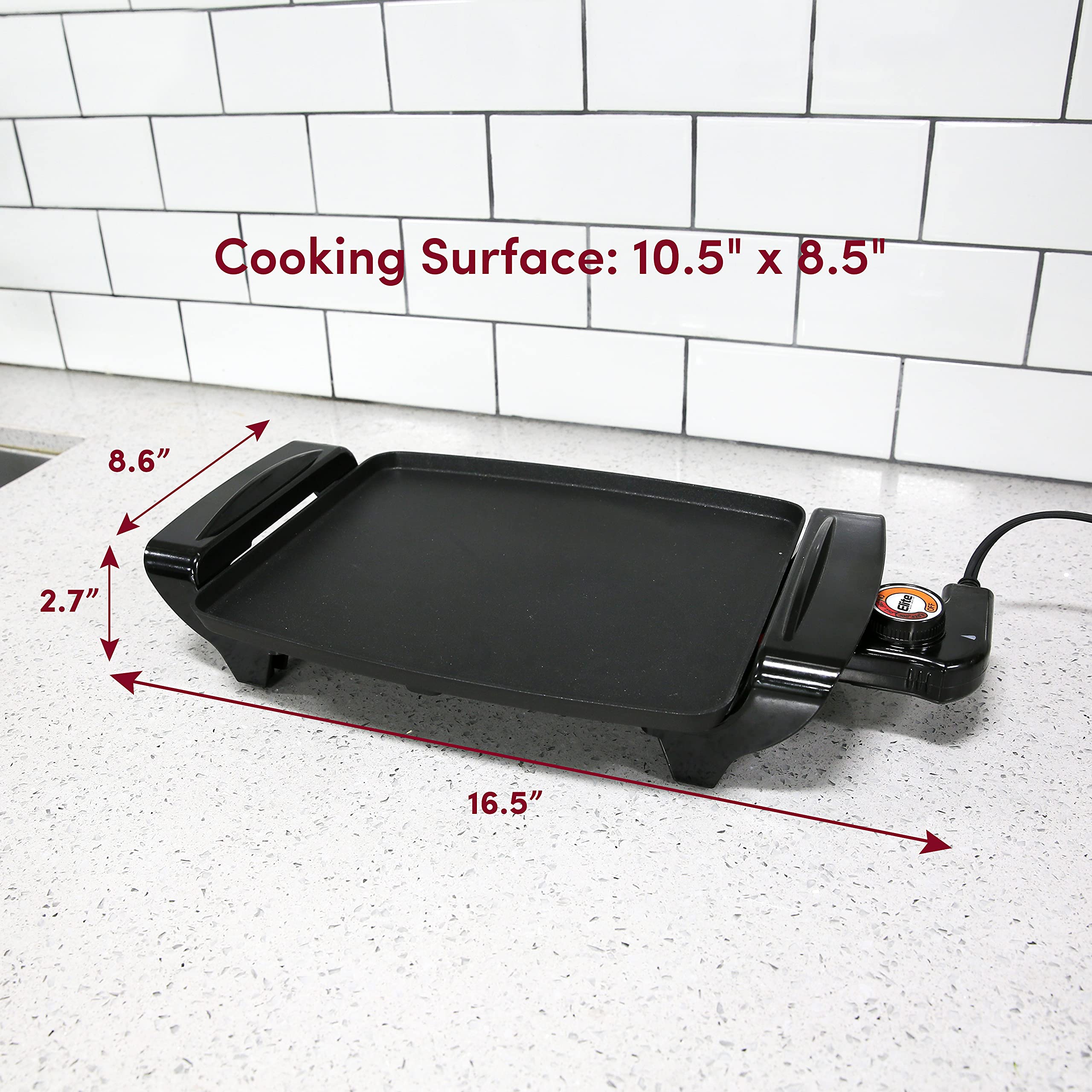 Elite Gourmet EGR2722A Electric Griddle - 10.5