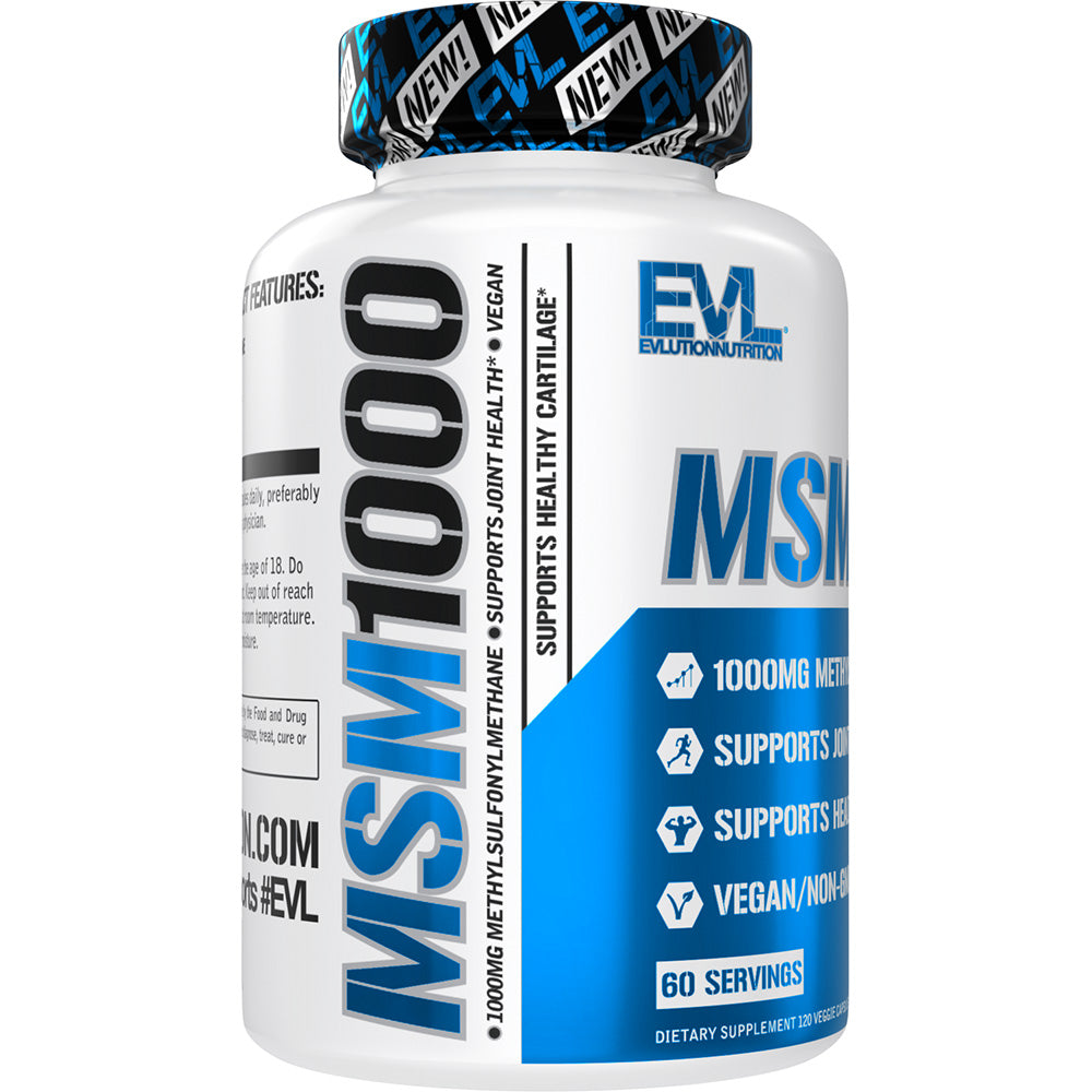EVLution Nutrition MSM 1000 Supplement - 120 Capsules (60 Servings) for Joint Support & Muscle Recovery - Ideal for Athletes & Active Lifestyles