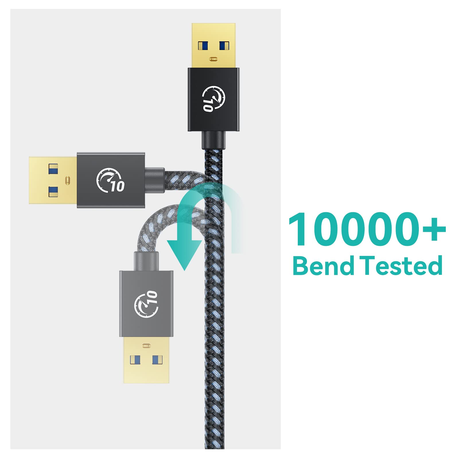 Yottamaster USB 3.1 Gen 2 A to USB C Adapter Cable - 10Gbps High-Speed Data Transfer, USB A Male to Type C Female Converter with Durable Cotton Braided Design (0.3m/1ft) - Perfect for MacBook, Smartphones, Tablets & External Storage Devices
