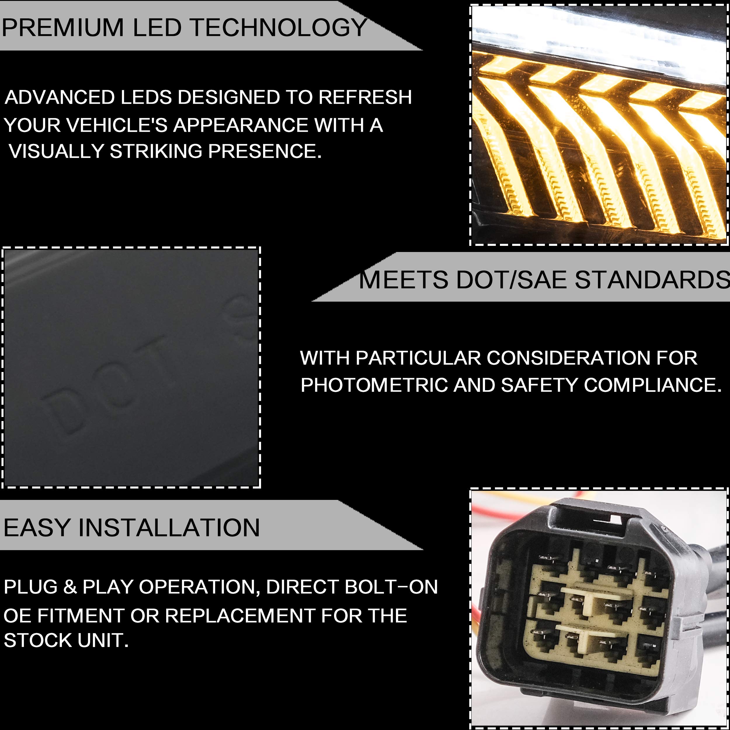 VLAND LED Headlight Assembly for Subaru WRX/STI 2015-2021 (Base/Premium/Limited) - Non-LED & Non-AFS/SRH Models - DRL Welcome Lights & Clear Reflector - Upgrade Your Car's Style & Night Visibility