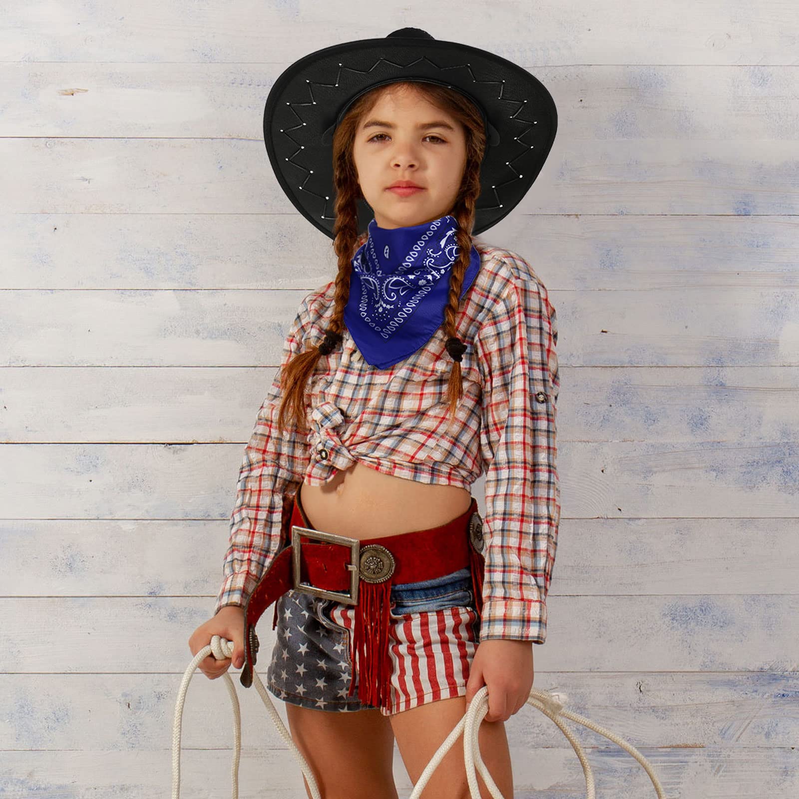 24 Pcs Cowboy Hats with Bandana - Western Party Hats for Cowboy Theme Party, Halloween Costume, Wild West Show & Rodeo Events - Bulk Pack for Kids & Adults