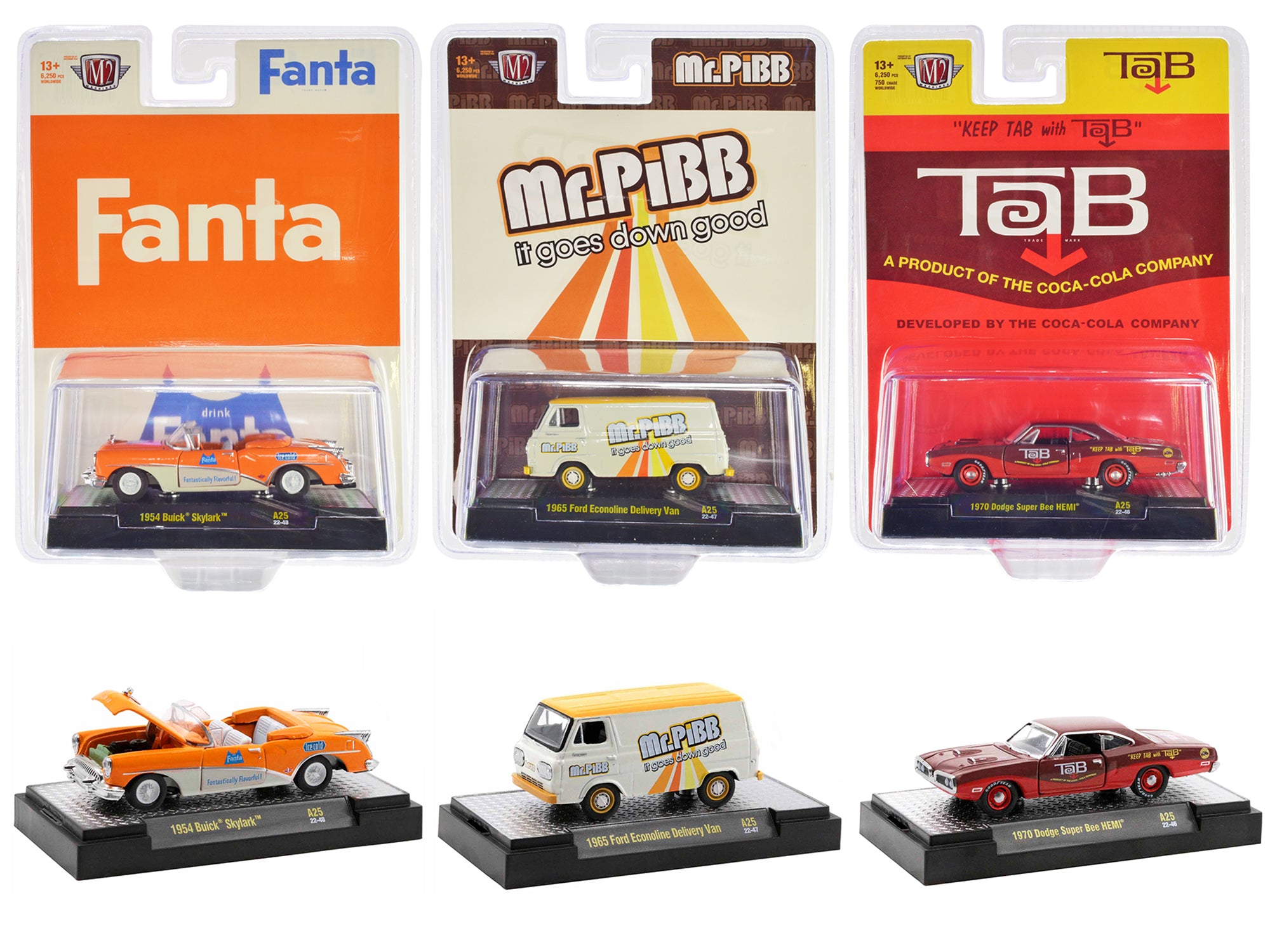 Limited Edition M2 Machines 1/64 Scale Diecast Model Cars - Sodas Set of 3 Pieces (Only 6250 Made Worldwide) - Perfect for Collectors & Display