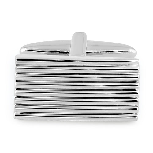 Premium Stainless Steel Slanted Rectangular Lined Cufflinks for Men - Elegant Dress Accessories for Weddings, Business Meetings & Formal Events