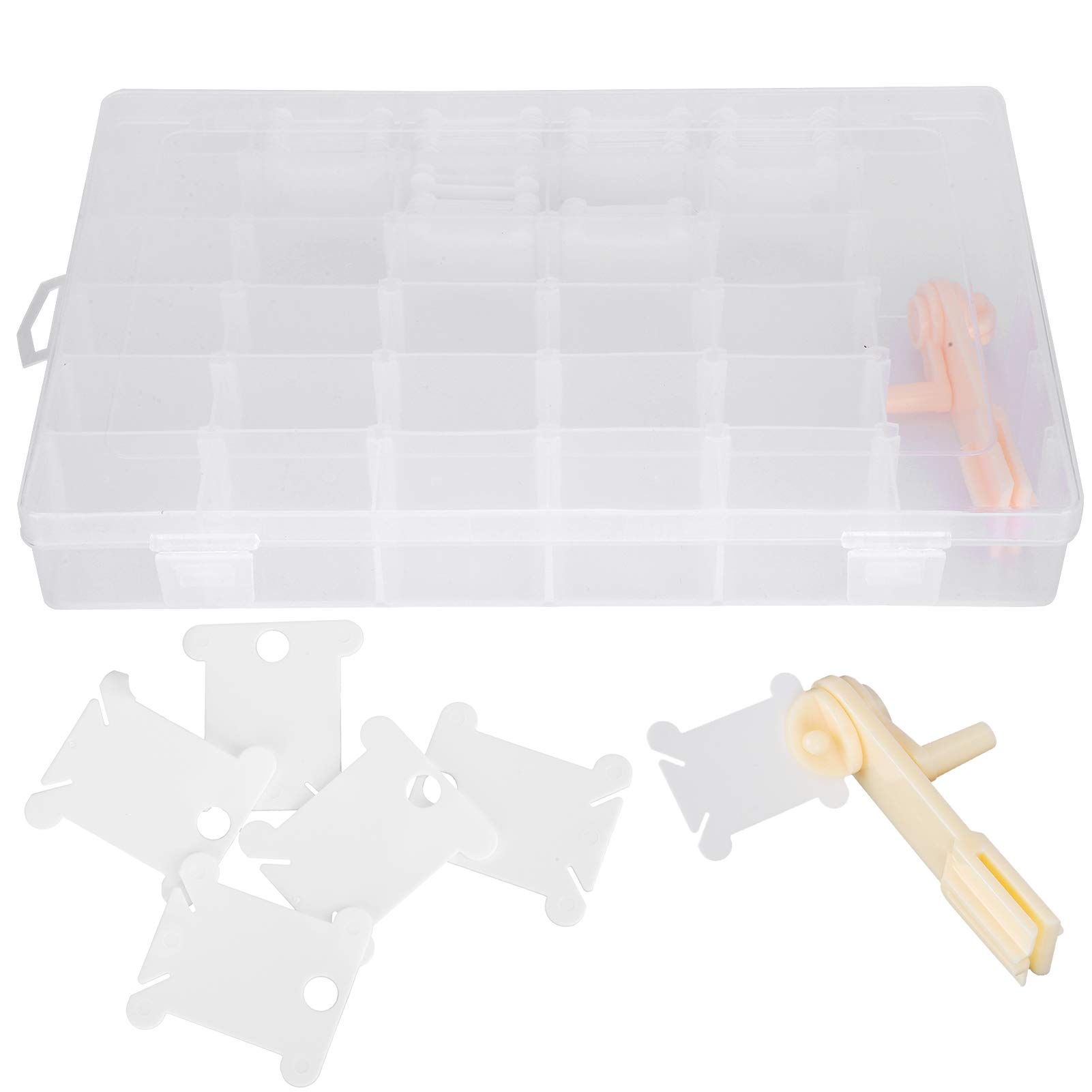 Zerodis Embroidery Finishing Tool Box - Cross Stitch Winding Board & Plastic Thread Organizer Plate - DIY Sewing Accessories Kit for Needlework Projects | Perfect for Embroidery, Cross Stitch, and Craft Organization