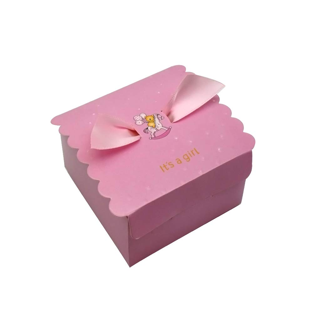 Floratek 50 PCS Baby Shower Favors - Cute Angel Wings Chocolate Gift Boxes for Girls (It's a Girl) | Perfect for Baby Showers, Birthday Parties & Wedding Guest Favors