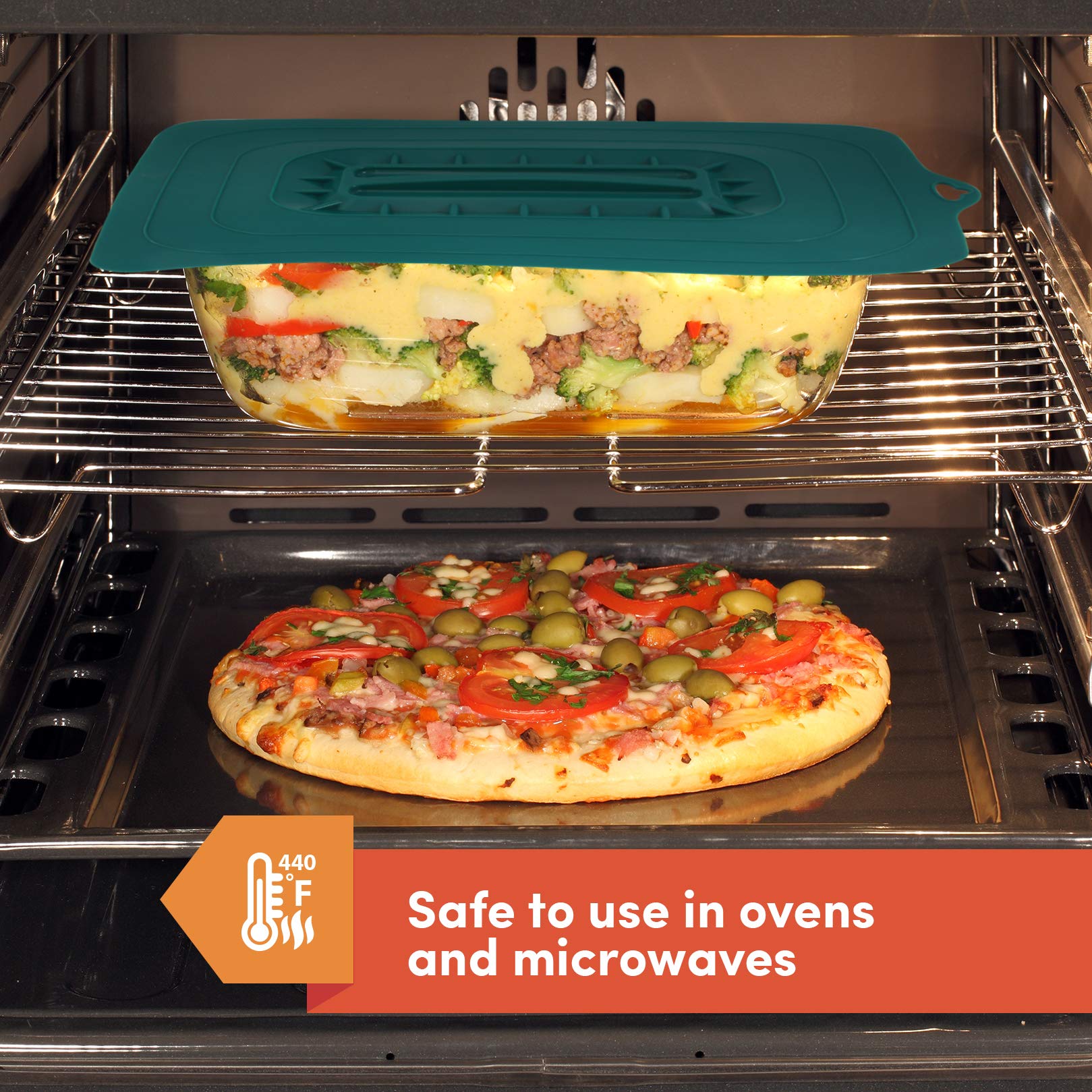 Elite Gourmet Silicone Suction Lids - Set of 3 for Casseroles & Baking Pans - Kitchen Essentials