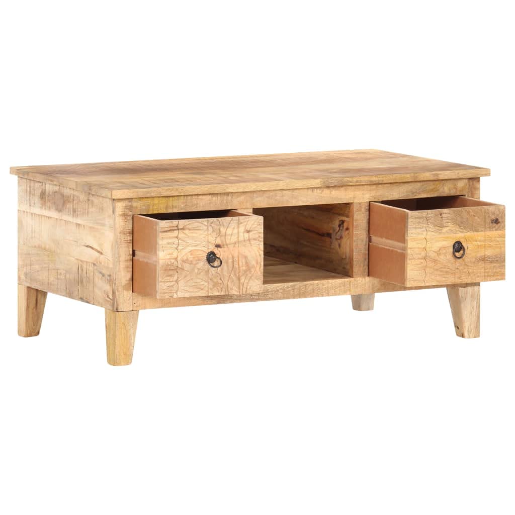Rustic Square Coffee Table with Storage - 39.4