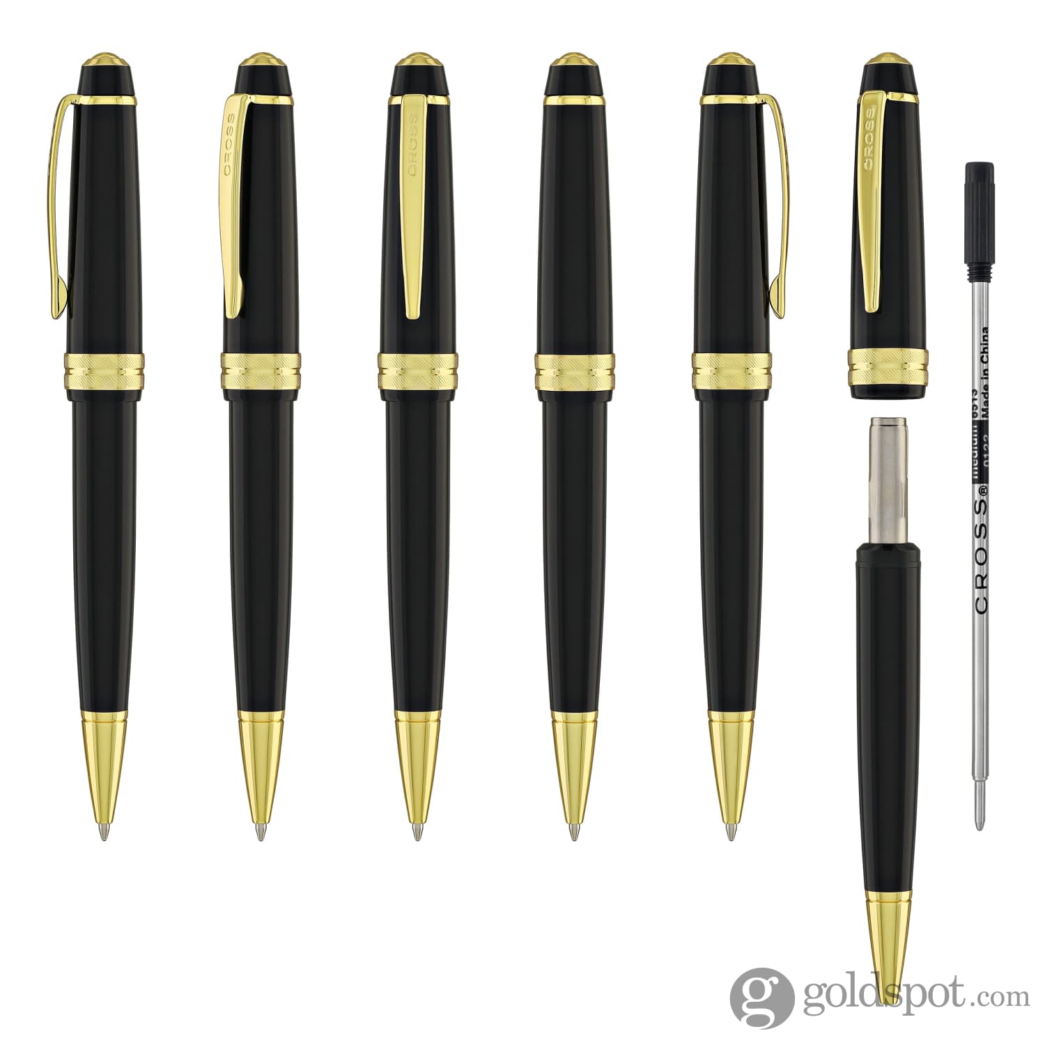 Premium Cross Bailey Light Ballpoint Pen - Glossy Black Resin with Gold Trim for Office, Business & Gift Giving