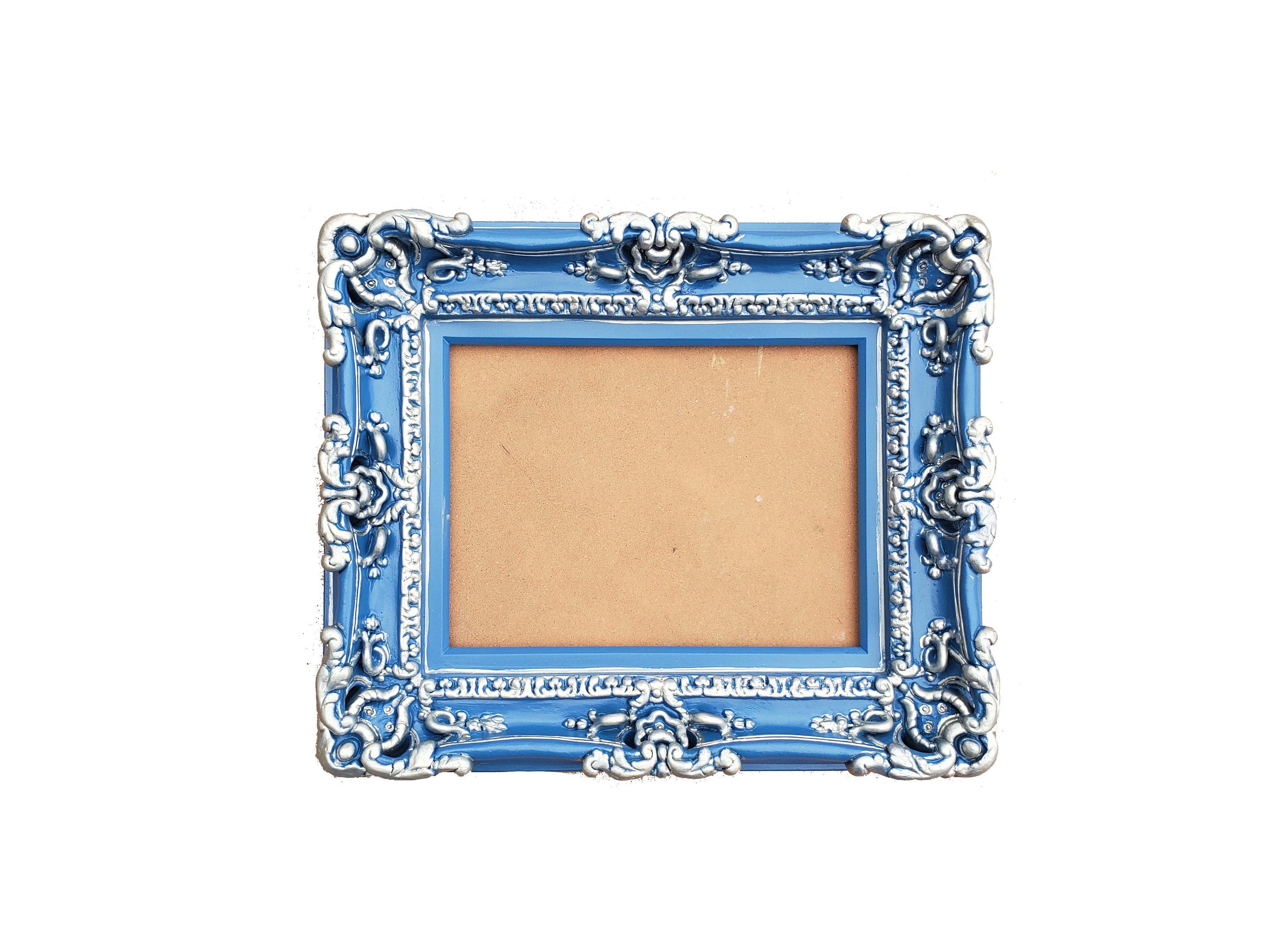 8.5x11 Ornate Wall Blue Frame - Decorative Baroque Picture Frame for Photos & Art - Modern Diploma Certificate Display - Perfect for Home Office, Gallery Wall & Wedding Decor