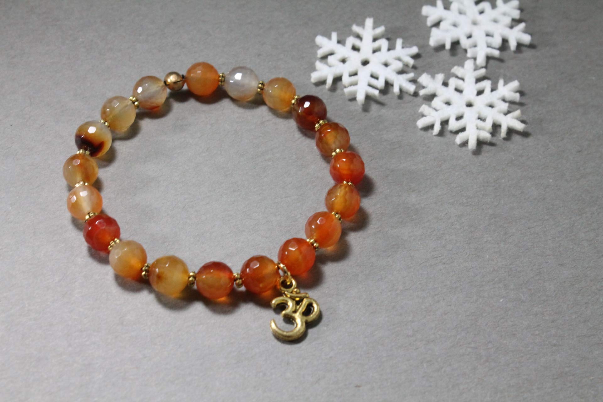 Root Chakra Healing Bracelet with Carnelian Crystals for Meditation & Energy Balance