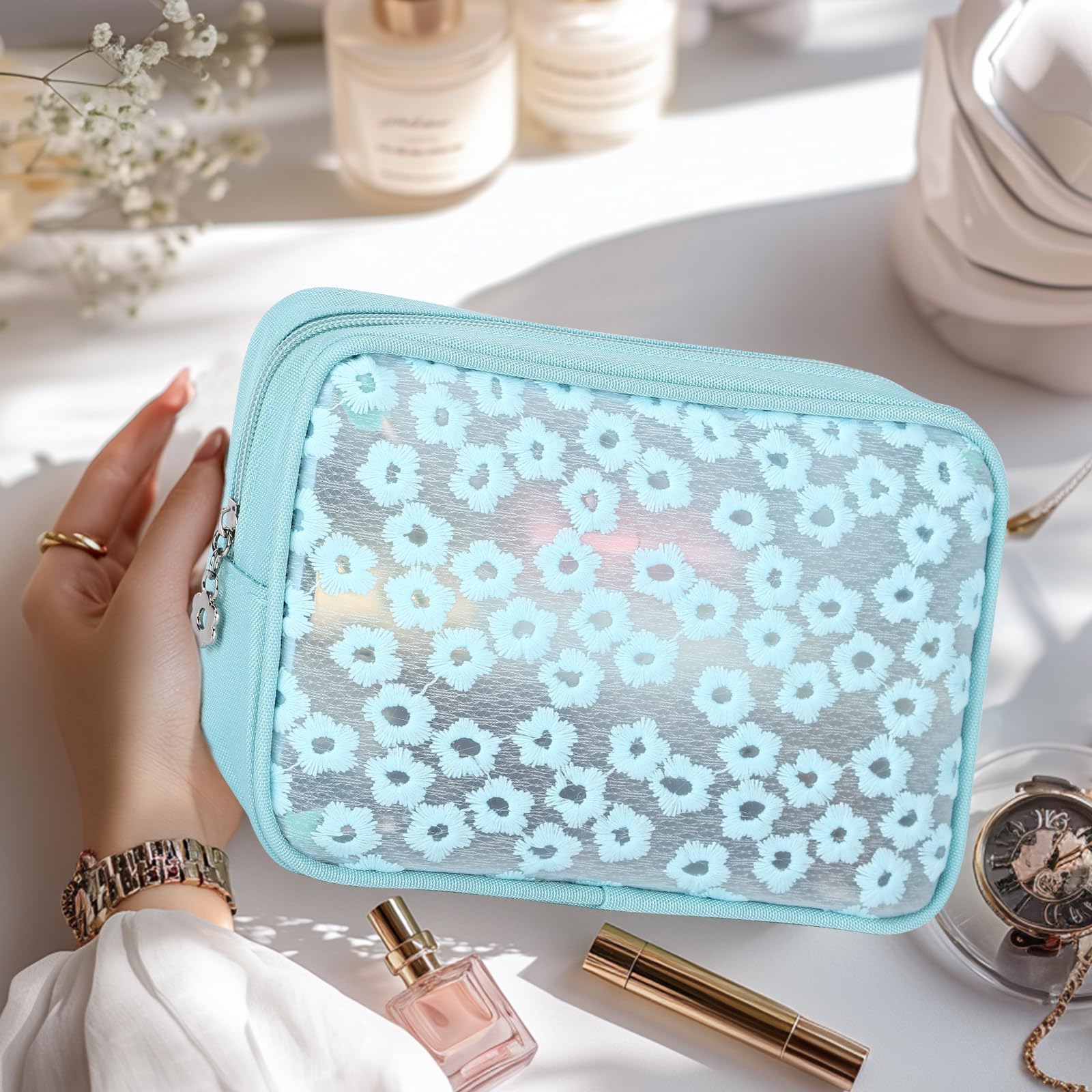TSA Approved Travel Toiletry Bag for Women - Waterproof Makeup Organizer with Zipper, Portable Cosmetic Pouch for Toiletries, Brushes & Essentials (Green) - Perfect for Air Travel, Gym & Weekend Getaways