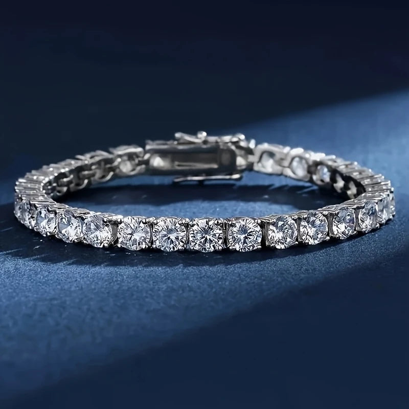 Moissanite Tennis Bracelet 925 Sterling Silver & 14k Gold Plated - Adjustable Sizes 6-8
