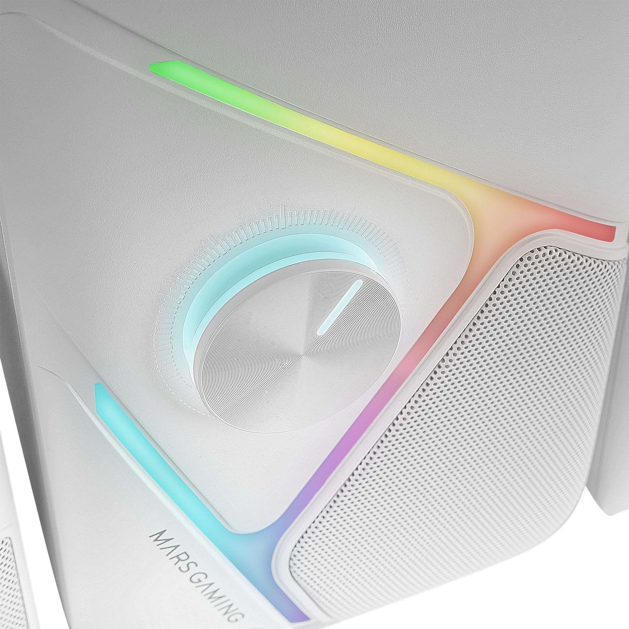 Mars Gaming MS-H21 RGB 2.1 Gaming Speaker System with Subwoofer - 35W Power, Inverted 3D Surround Sound, Compact Design with Dynamic RGB Lighting - USB Powered & 3.5mm Jack - White - Perfect for PC Gaming Setup, Home Theater, and Music Listening