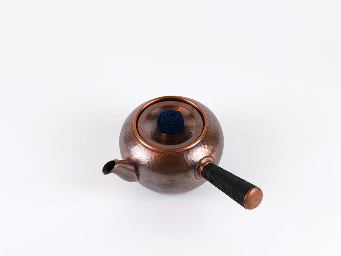 Premium Nagasawa Copper Tea Pot with Handcrafted Circle Hammer Pattern - Elegant Japanese Teapot for Loose Leaf Tea, Matcha, Herbal Infusions - Perfect for Home, Office, Tea Ceremonies & Gifts