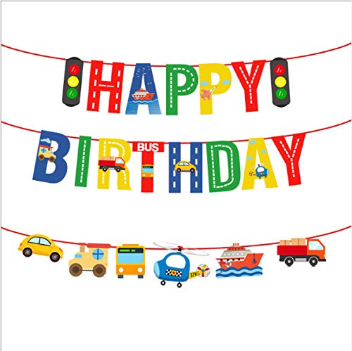 Colorful Transportation Themed Birthday Banner - Car, Airplane, Train & Ship Decor for Boys' Birthday Party | Perfect for Kids Room, Classroom & Party Backdrop