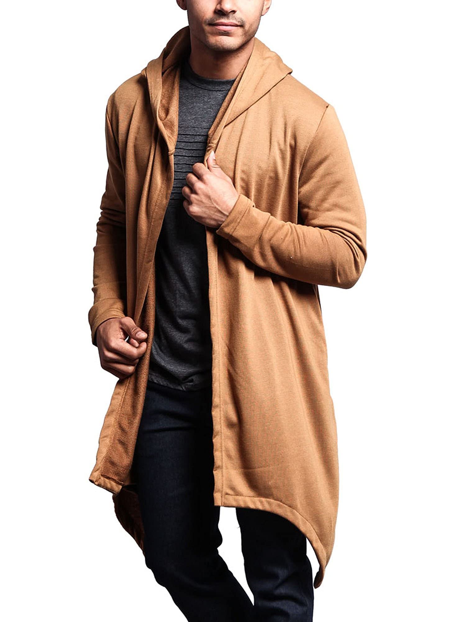Men's Long Length Cloak Cardigan Hoodie - Stylish Warm Winter Coat with Hood - Perfect for Outdoor Activities, Cosplay & Casual Wear