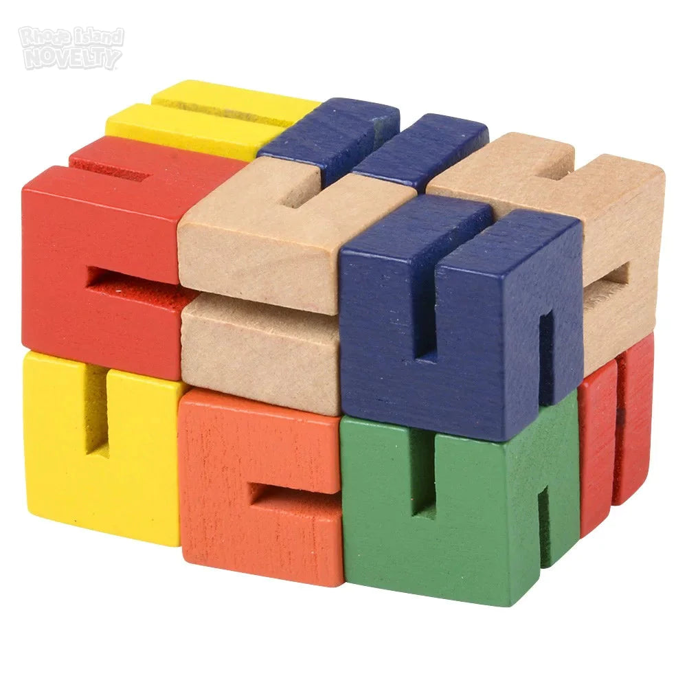 6 Pack Wooden Twist Cube Puzzle Brain Teaser Game - Stress Relief & Fun for All Ages - Perfect for Office, Travel, and Family Game Night