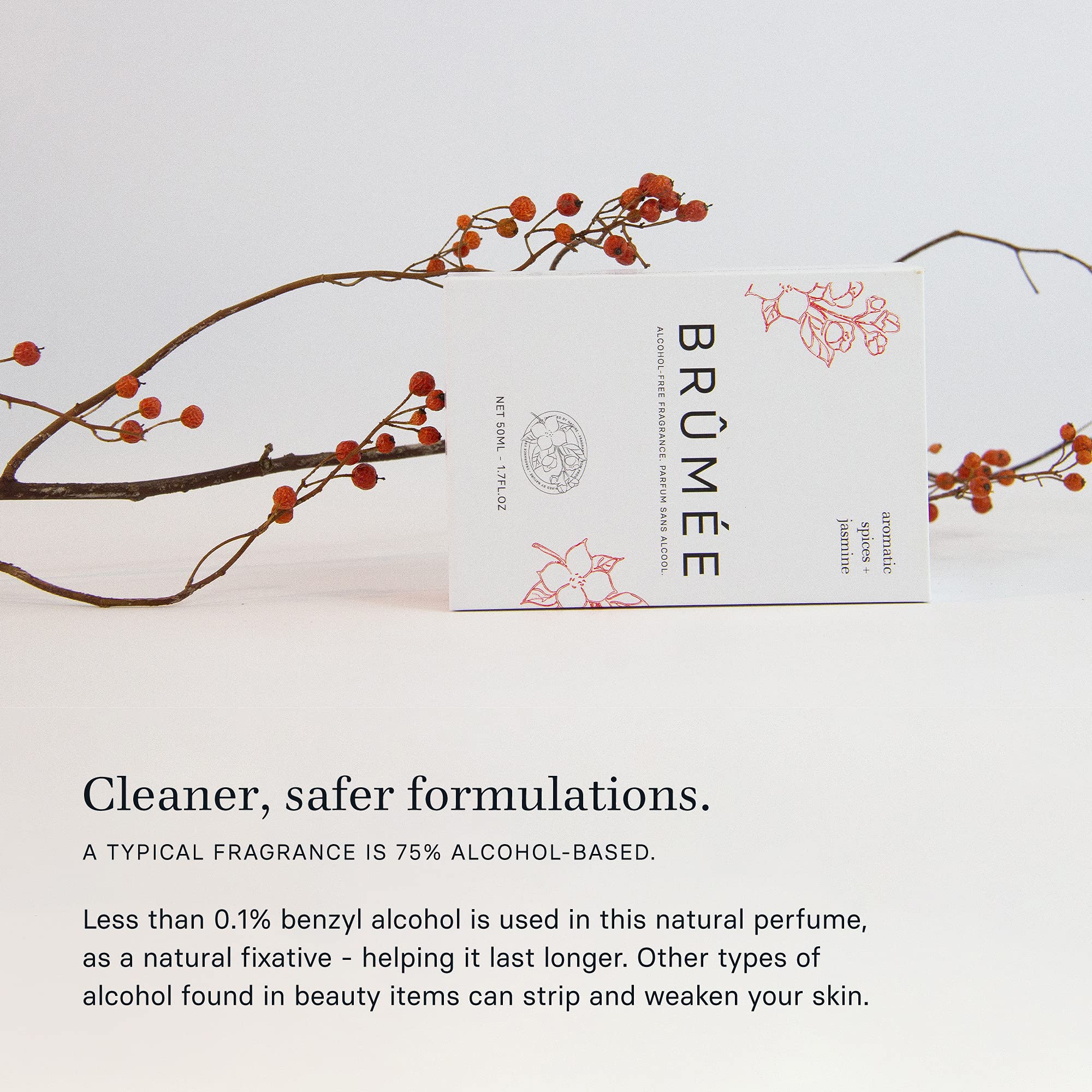 Brumee Alcohol-Free Natural Perfume for Women & Men - Vegan, Cruelty-Free, Water-Based Fragrance with Aromatic Spices & Jasmine | Long-Lasting Body & Hair Mist for Daily Wear, Office, Dates & Special Occasions