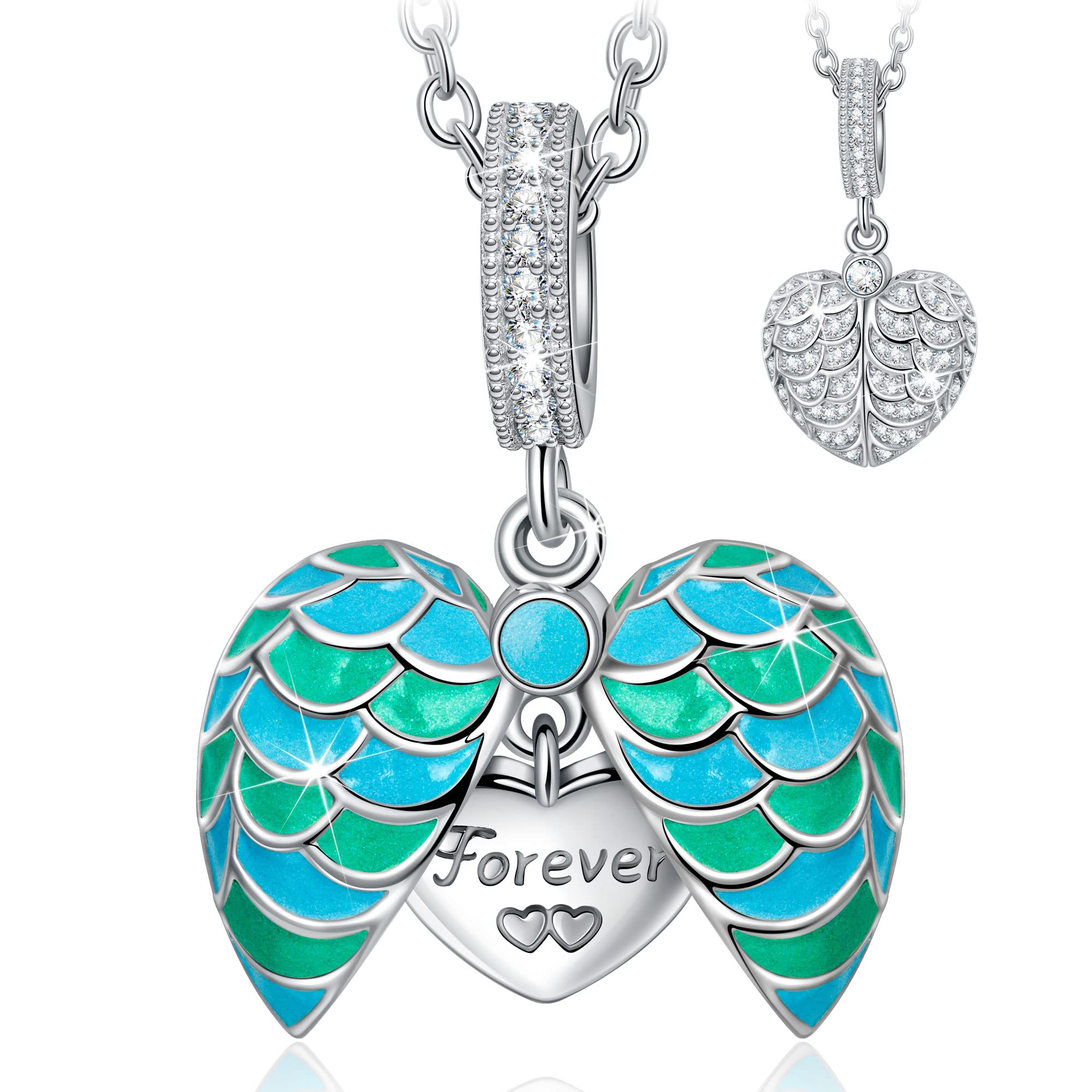 Kate Lynn I Love You Forever Angel Wing Heart Necklace - 17.8