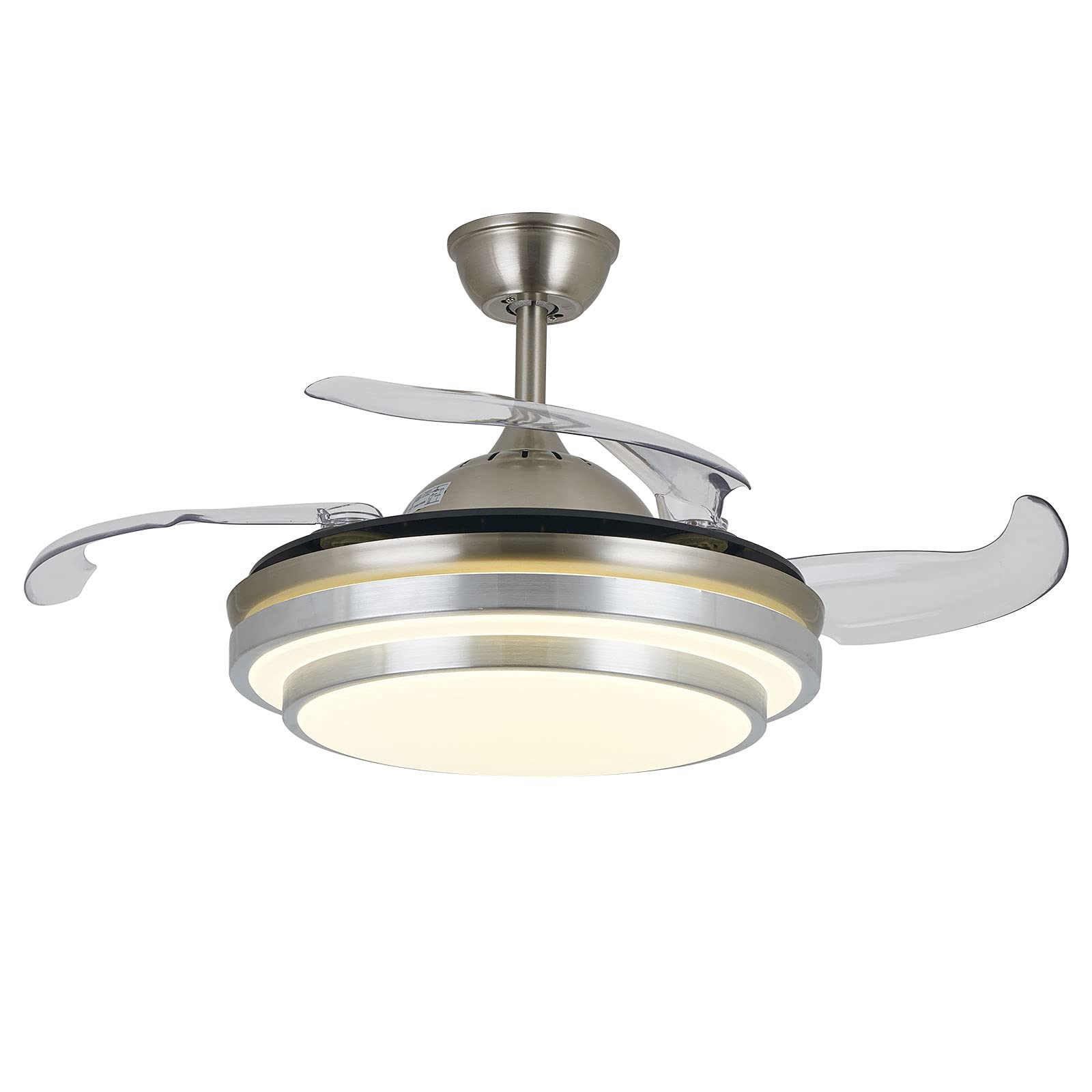 36 Inch Modern Ceiling Fan with Light - Remote Control, Retractable Blades, Silent Motor, Dimmable Chandelier Fan for Living Room & Bedroom - Perfect for Home Cooling and Stylish Lighting