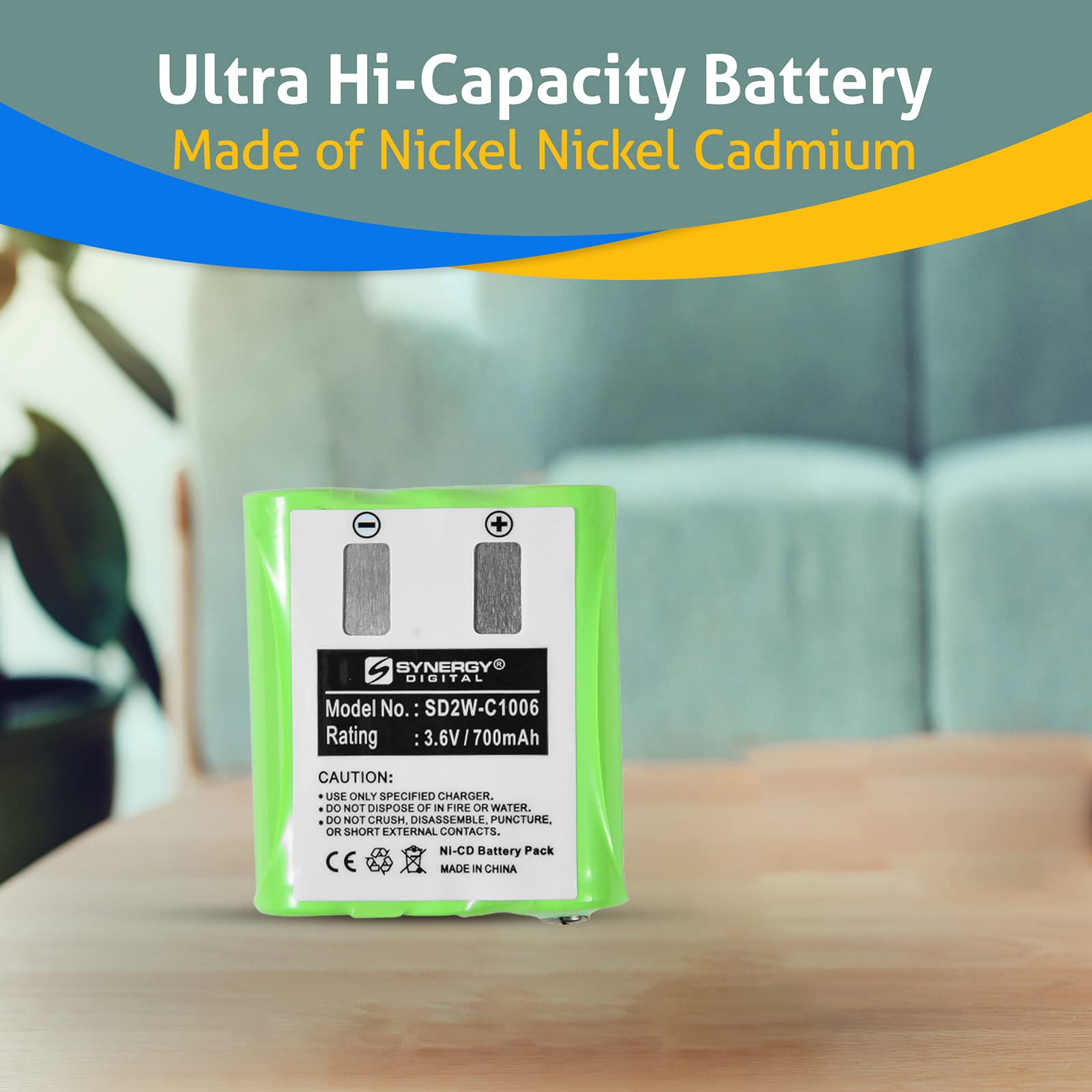 Synergy Digital 2-Way Radio Batteries for Motorola T6310 Walkie Talkie - Ni-CD 3.6V 700mAh Replacement Battery (2-Pack) - Perfect for Construction, Security & Outdoor Adventures