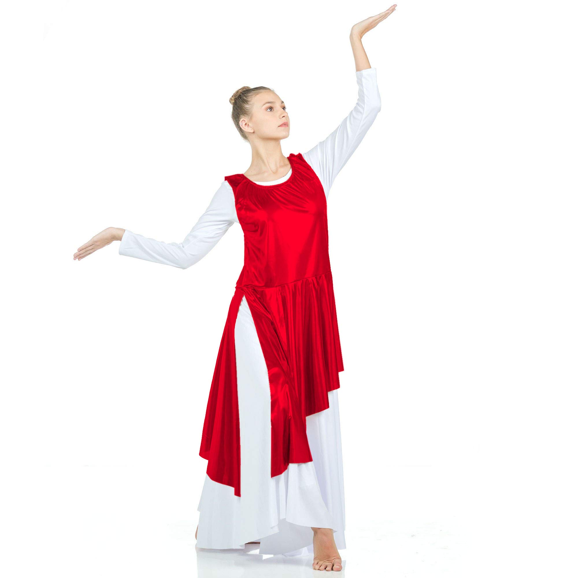 Danzcue Women's Asymmetrical Praise Dance Tunic - Flowy Worship Dance Top for Church Performances & Christian Dance Ministry