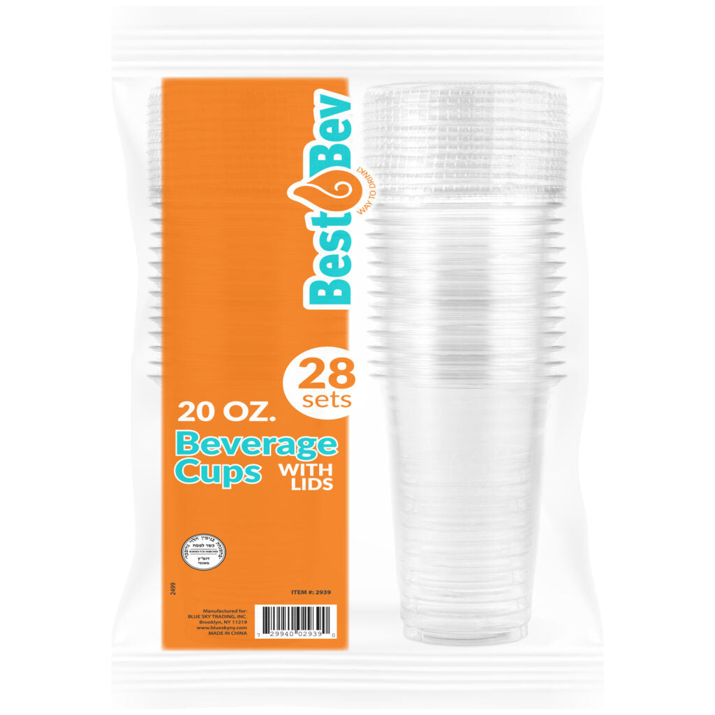 20 oz. Clear Plastic Cups with Straw Slot Lid - 50 Pack PET Disposable Cups with Lids Combo for Parties, Picnics, and Beverage Serving