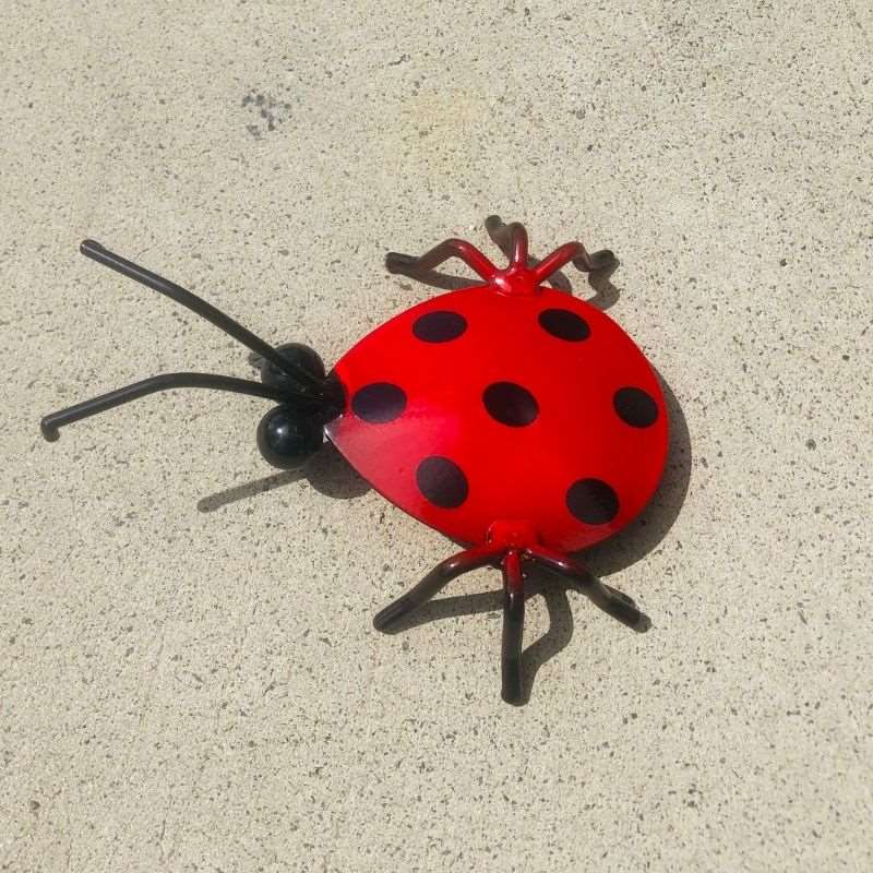 Metal Garden Art Ladybug with Support Pole - Outdoor Decor for Yard, Patio, and Garden Decoration