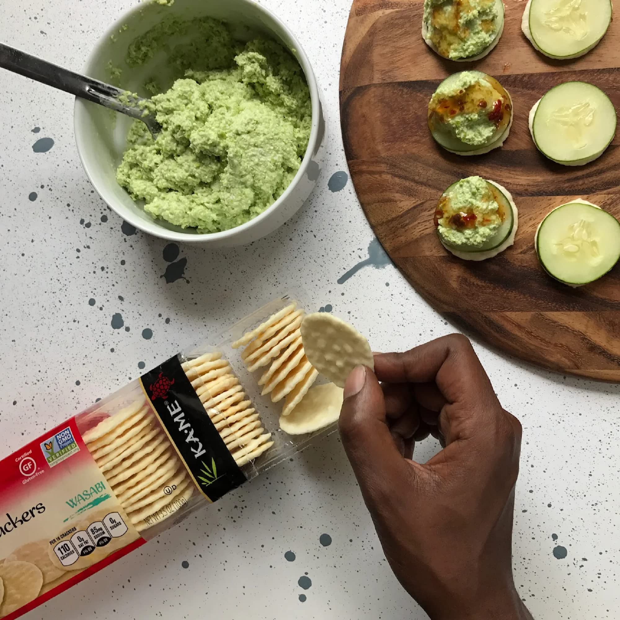 KA-ME Wasabi Rice Crackers 3.5 oz (3 Pack) - Gluten-Free, Non-GMO Snacks with Authentic Asian Ingredients, No Artificial Flavors or Colors - Perfect for Parties, Office Snacks & Asian Cuisine Pairing