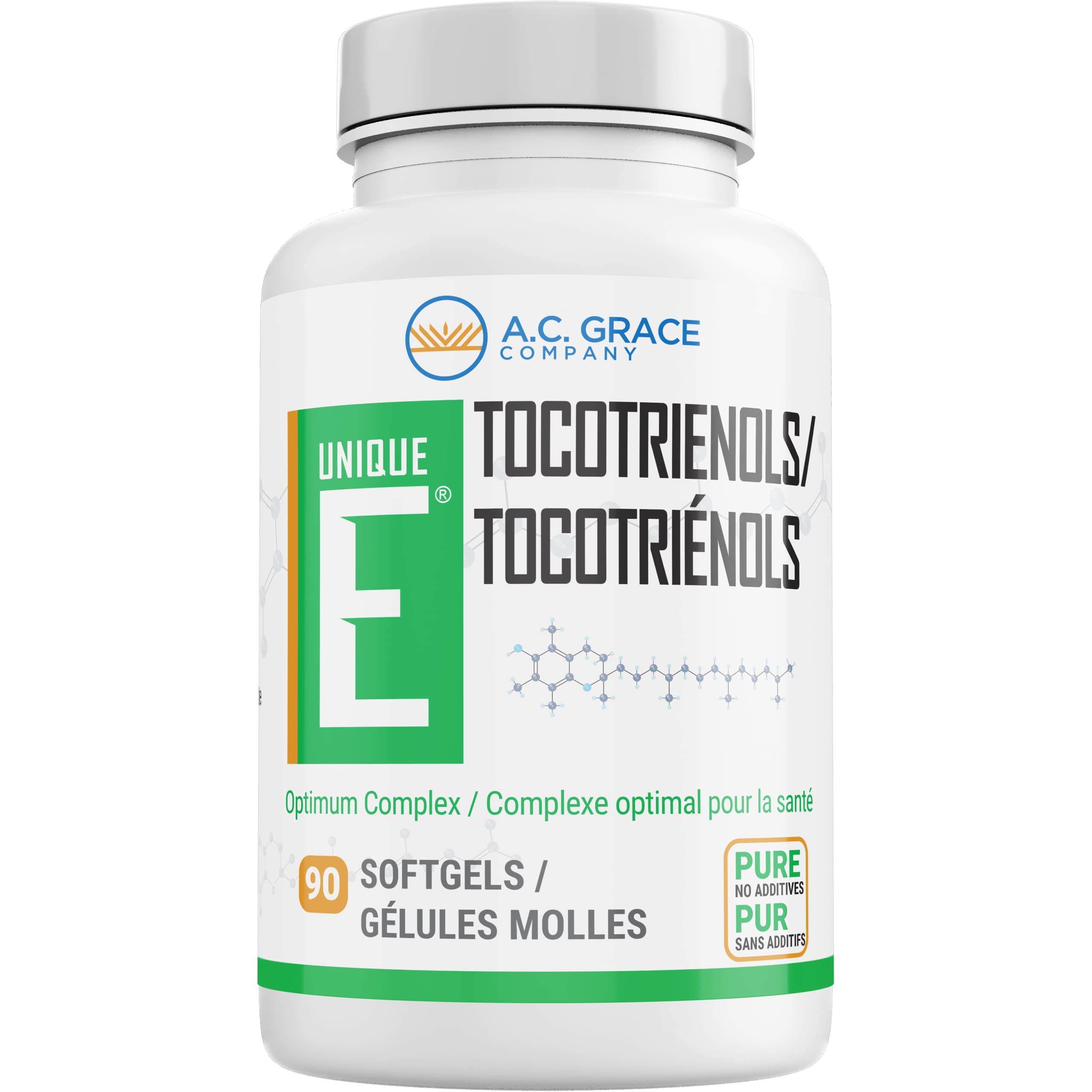 UNIQUE E Tocotrienols - Tocopherol Free | 90 Softgels | Premium Vitamin E Supplement for Heart & Brain Health | Antioxidant Support for Adults
