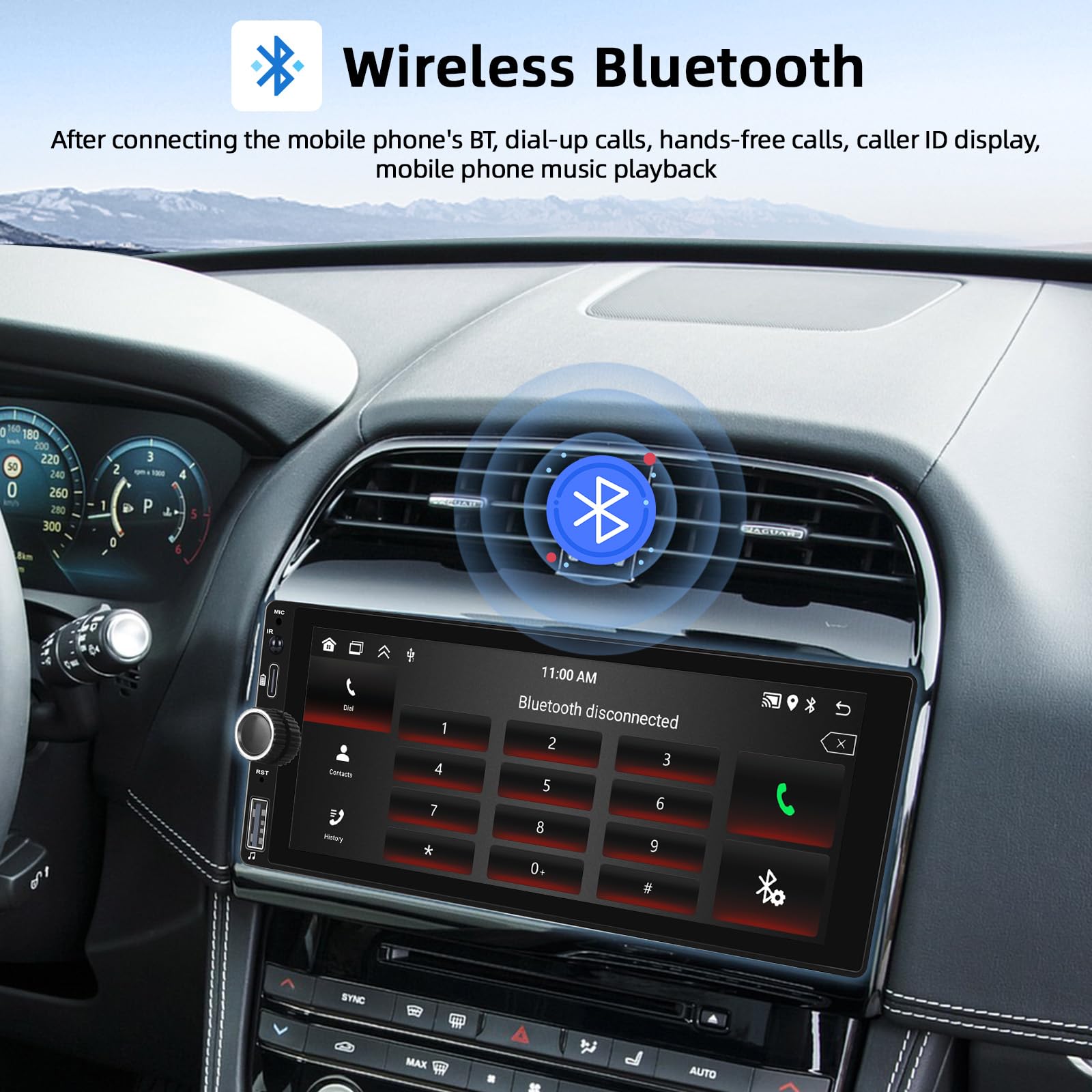 Hikity 6.9-Inch Single Din Car Stereo with Apple CarPlay & Android Auto - Wireless Bluetooth Touchscreen Receiver, FM Radio, USB/AUX Input, Rear View Camera Support - Perfect for Commuting, Road Trips & Hands-Free Driving