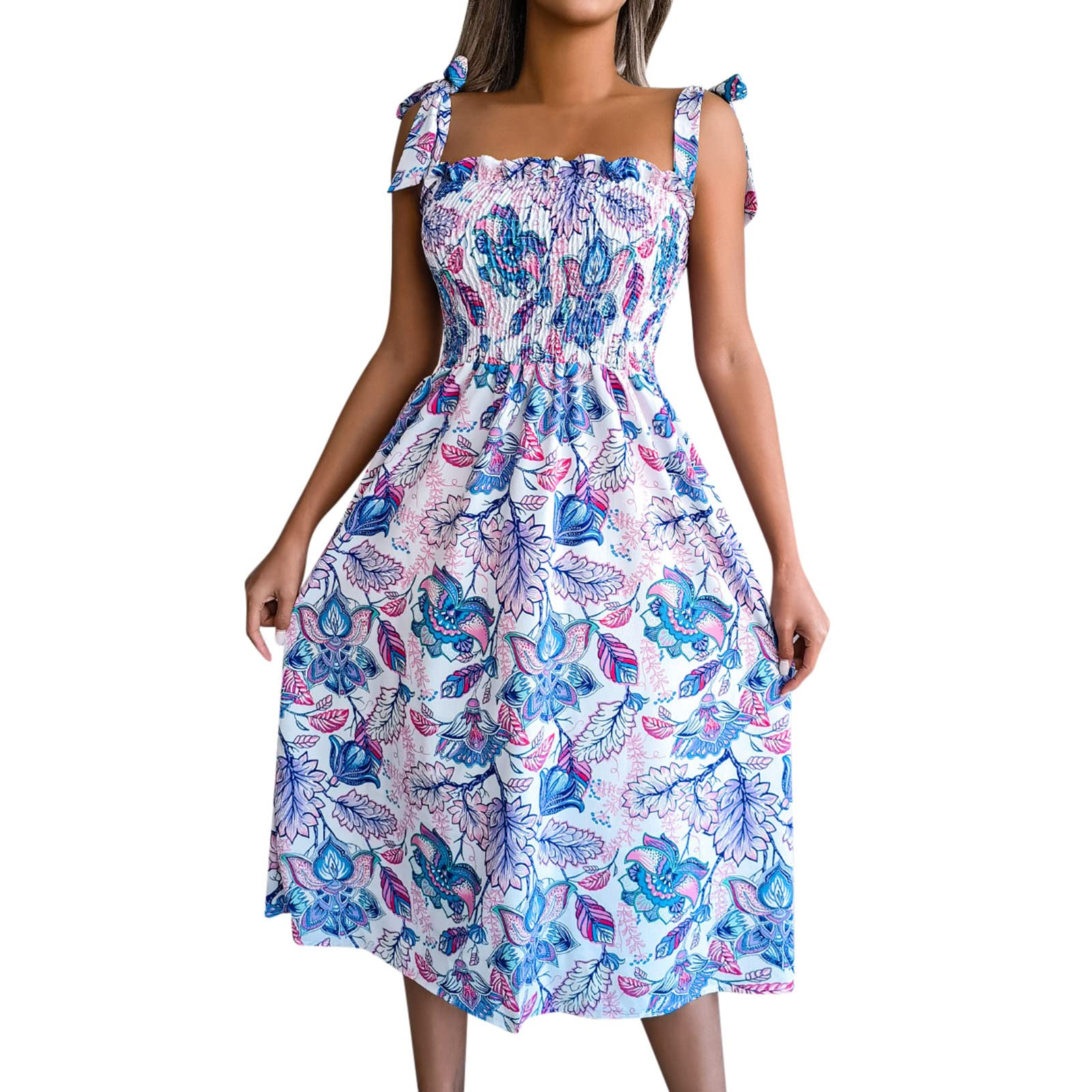 Women's Casual Summer T-Shirt Dress - Plain Scoop Neck, Draped Pockets, Loose Swing Midi Dress for Beach, Vacation & Everyday Wear