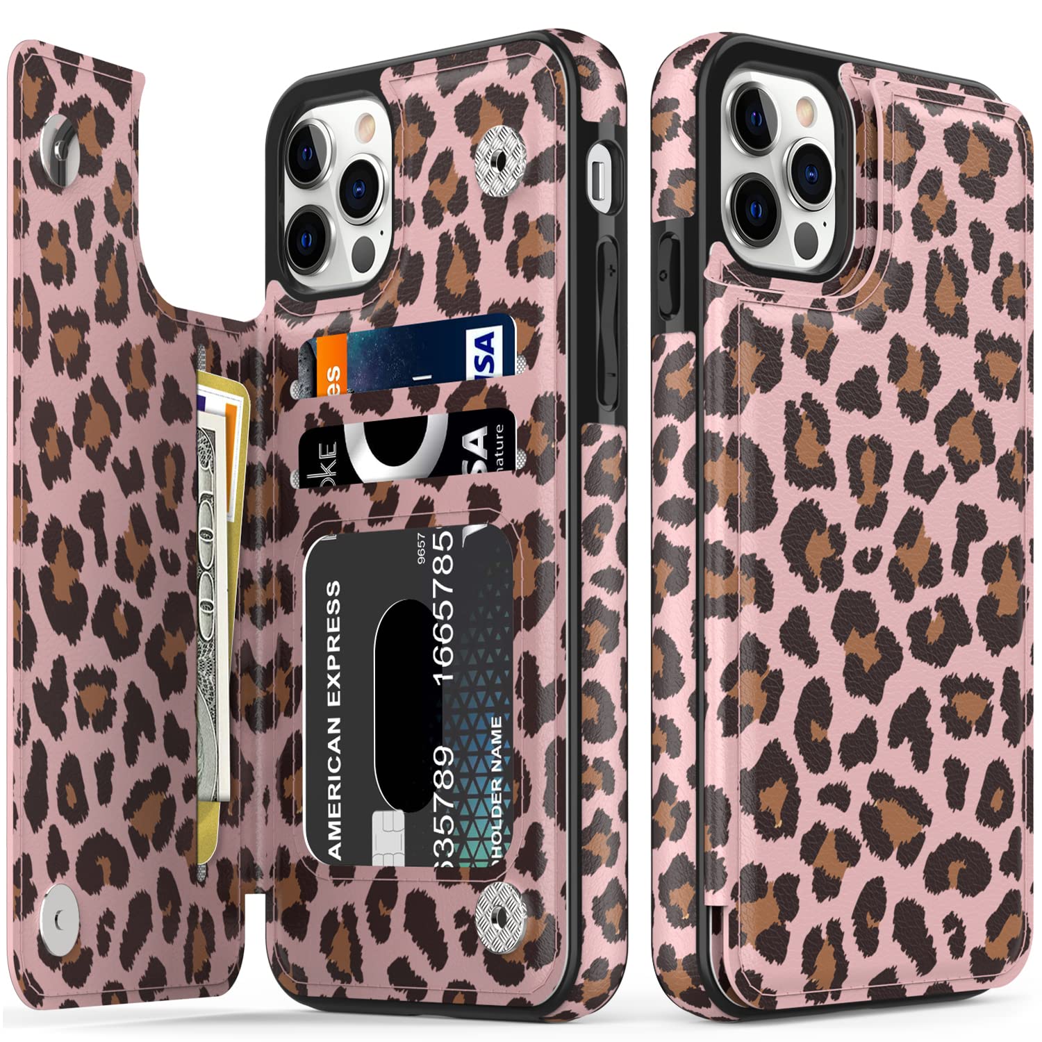LETO Genuine Leather Wallet Case for iPhone 13 Pro Max (6.7