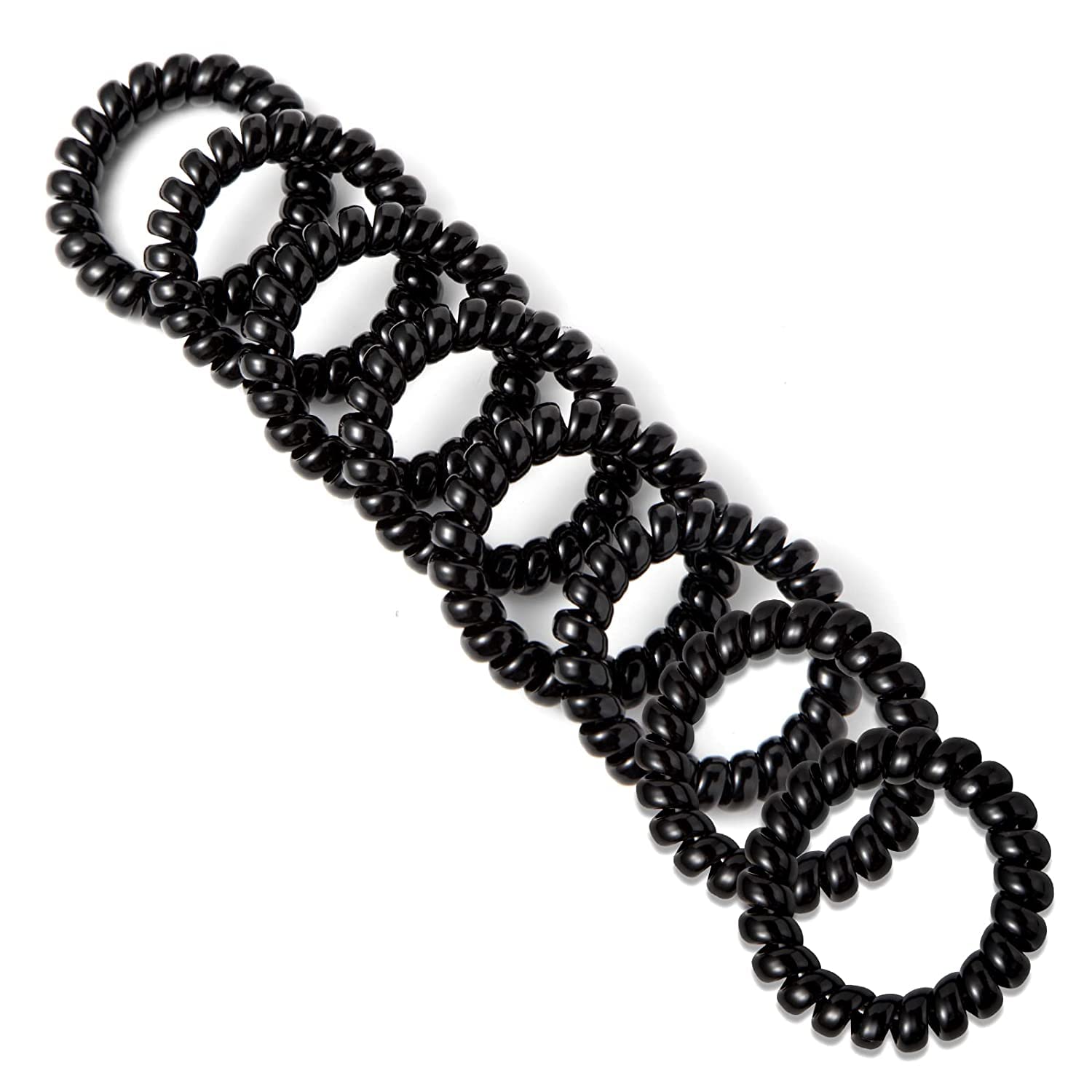 EPARTY 12PCS Spiral Hair Ties for Women - No Crease, Traceless Elastic Coil Hair Bands, Soft Ponytail Holders for Girls (Black) | Perfect for Workouts, Yoga, Office & Everyday Hairstyles