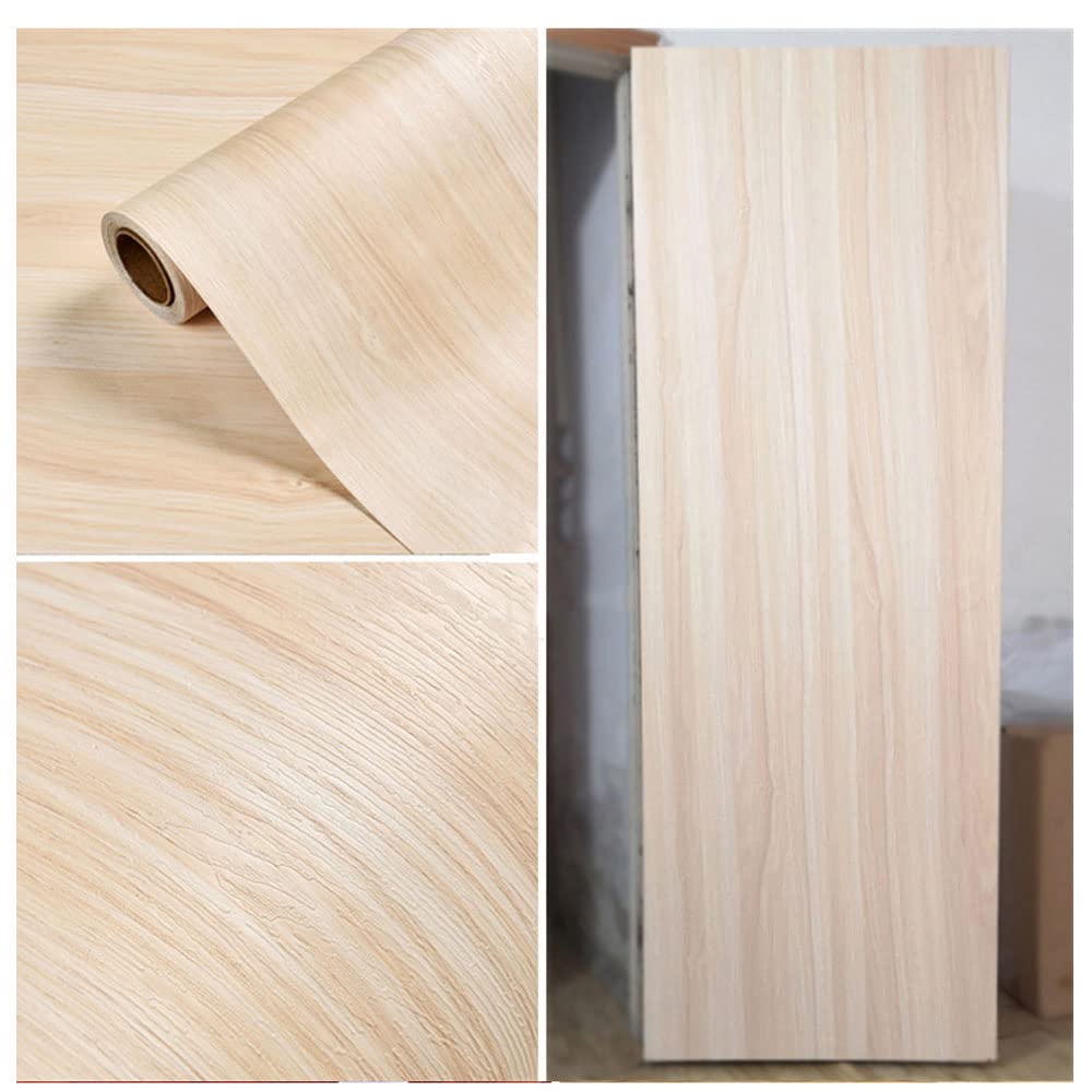 Self-Adhesive Vinyl Light Yellow Pine Wood Grain Wallpaper - Peel & Stick Removable Decal for Kitchen Cabinets, Furniture, Shelves, Drawers (15.7x117 inches) - Perfect for Home Renovation & DIY Decor Projects