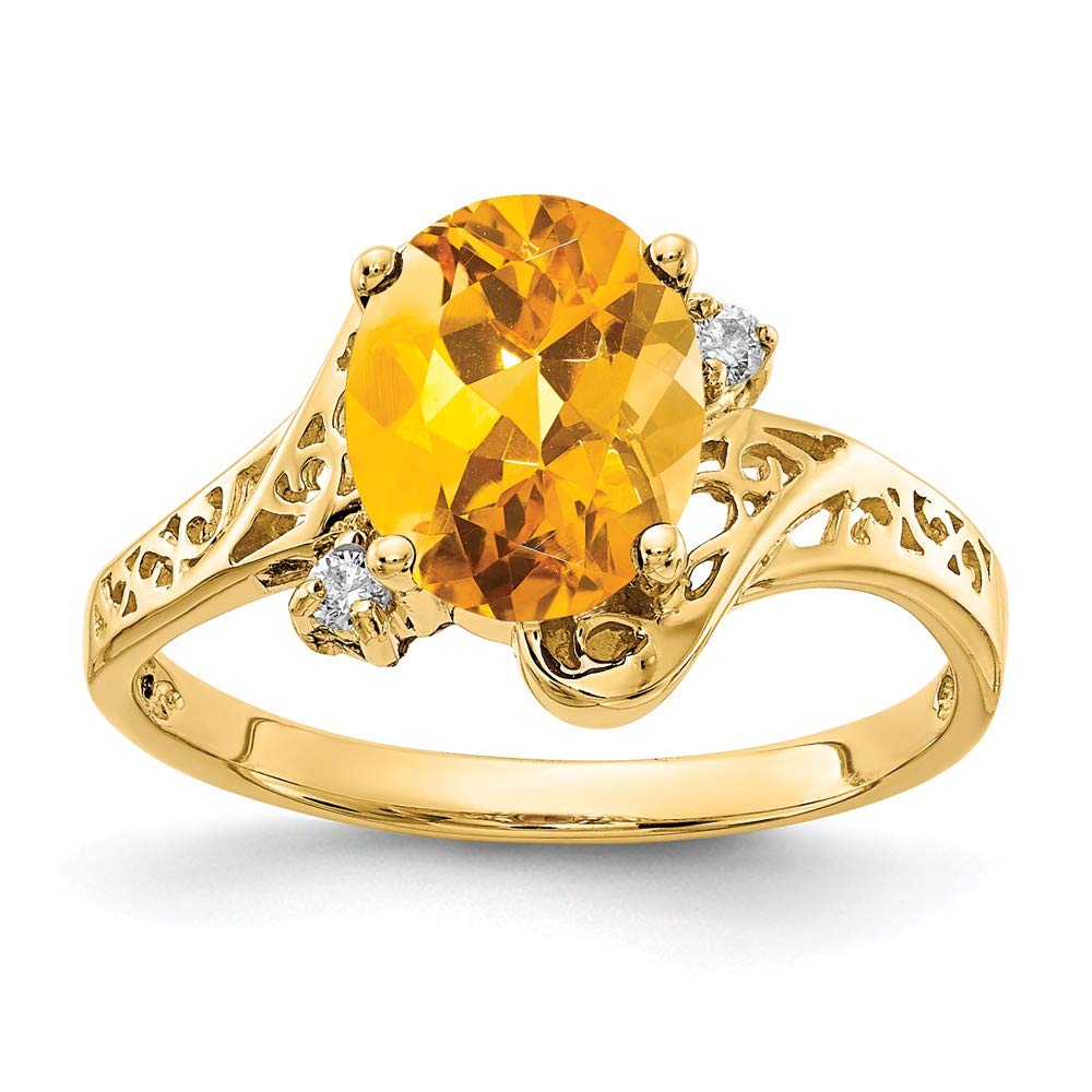 14k Yellow Gold Oval Citrine Diamond Ring for Engagement & Gifting