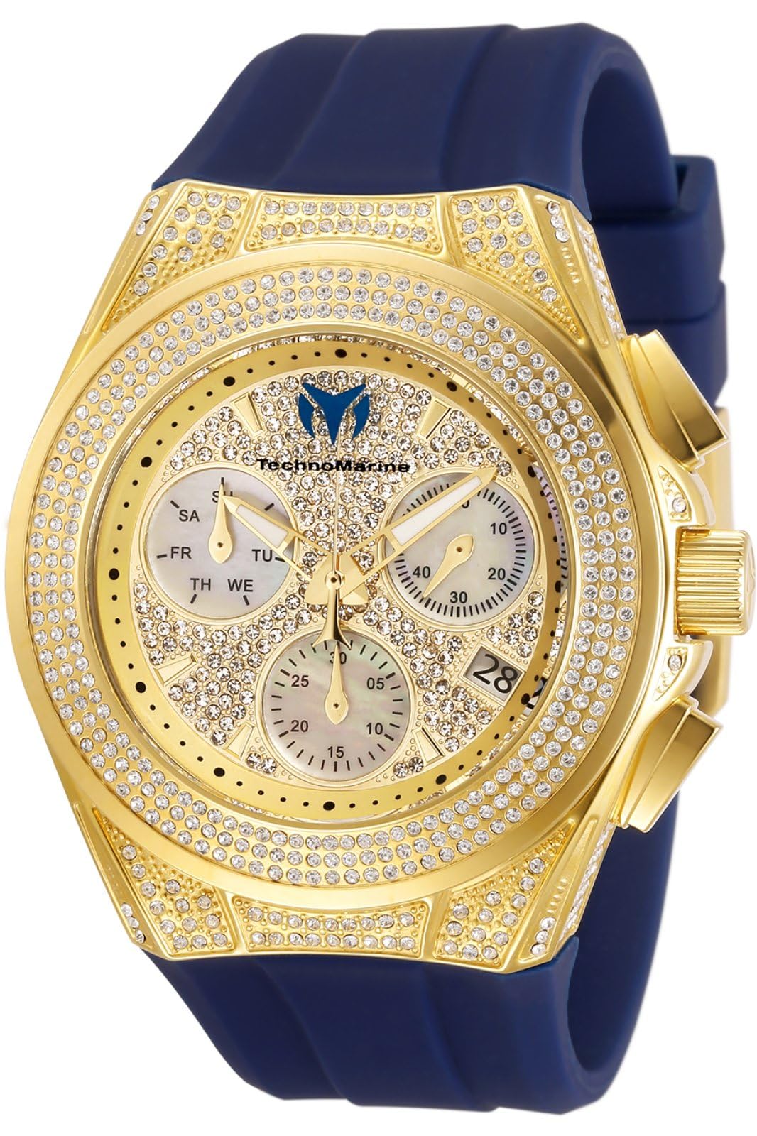 Technomarine TM-118108 Cruise Pave Unisex 45mm Gold Watch - Luxury Waterproof Timepiece for Men & Women - Perfect for Diving, Swimming & Everyday Wear