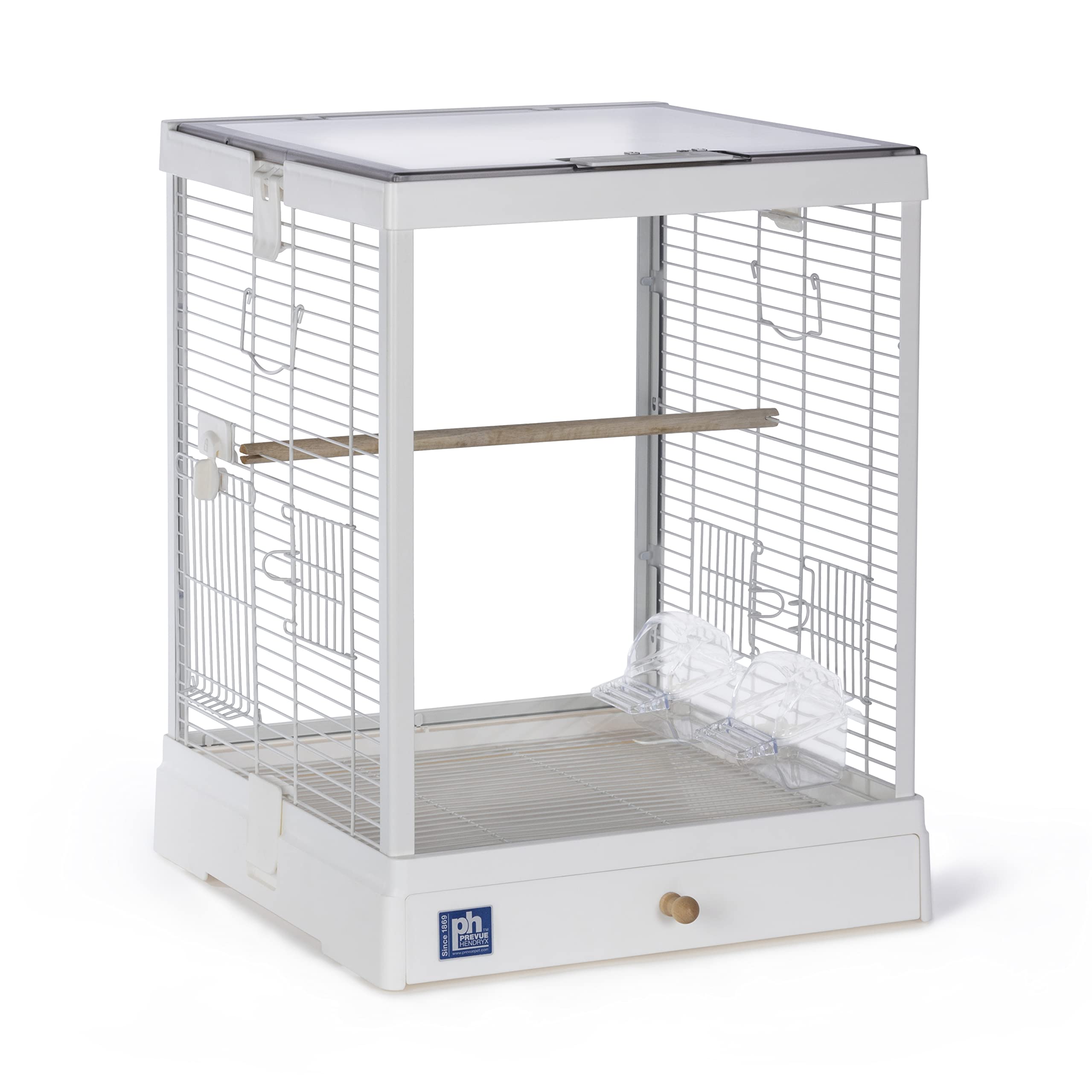 Prevue Pet Products Clear View Glass Bird Cage - Crystal Palace for Small Birds with White Frame | Perfect for Parakeets, Finches & Canaries at Home or Office