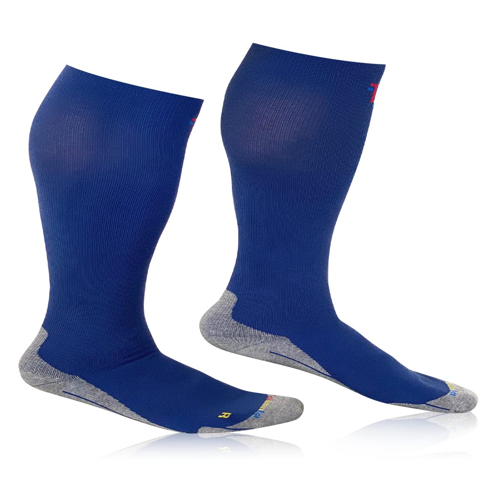 4XL Wide Calf & Big and Tall 20-30 mmHg Compression Socks for Men and Women - Blue | Improve Circulation & Reduce Swelling for Travel, Sports & Work