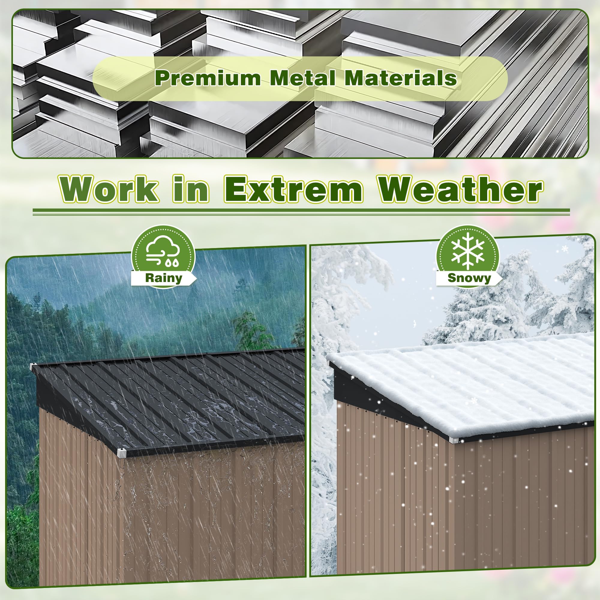 Greesum 6x8 ft Outdoor Storage Shed - Metal Utility Tool Shed with Lockable Door for Garden & Patio Storage (Brown) | Perfect for Backyard Organization, Lawn Equipment & Seasonal Item Storage