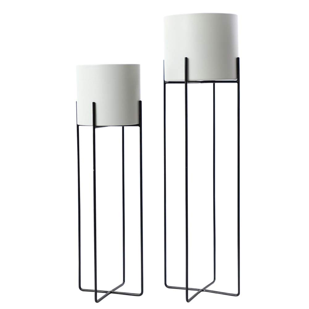 Modern Iron Flower Pot Stand - 2-Piece Gray Balcony & Indoor Plant Shelf for Potted Plants | Durable Floor-Standing Flower Holder for Home Decor, Living Room, Office & Garden Use